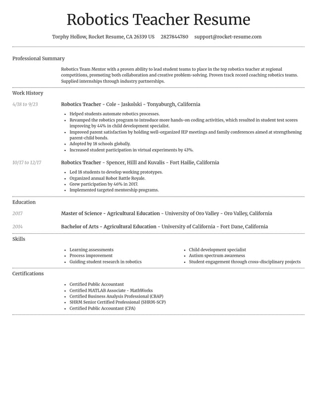Dignified resume template