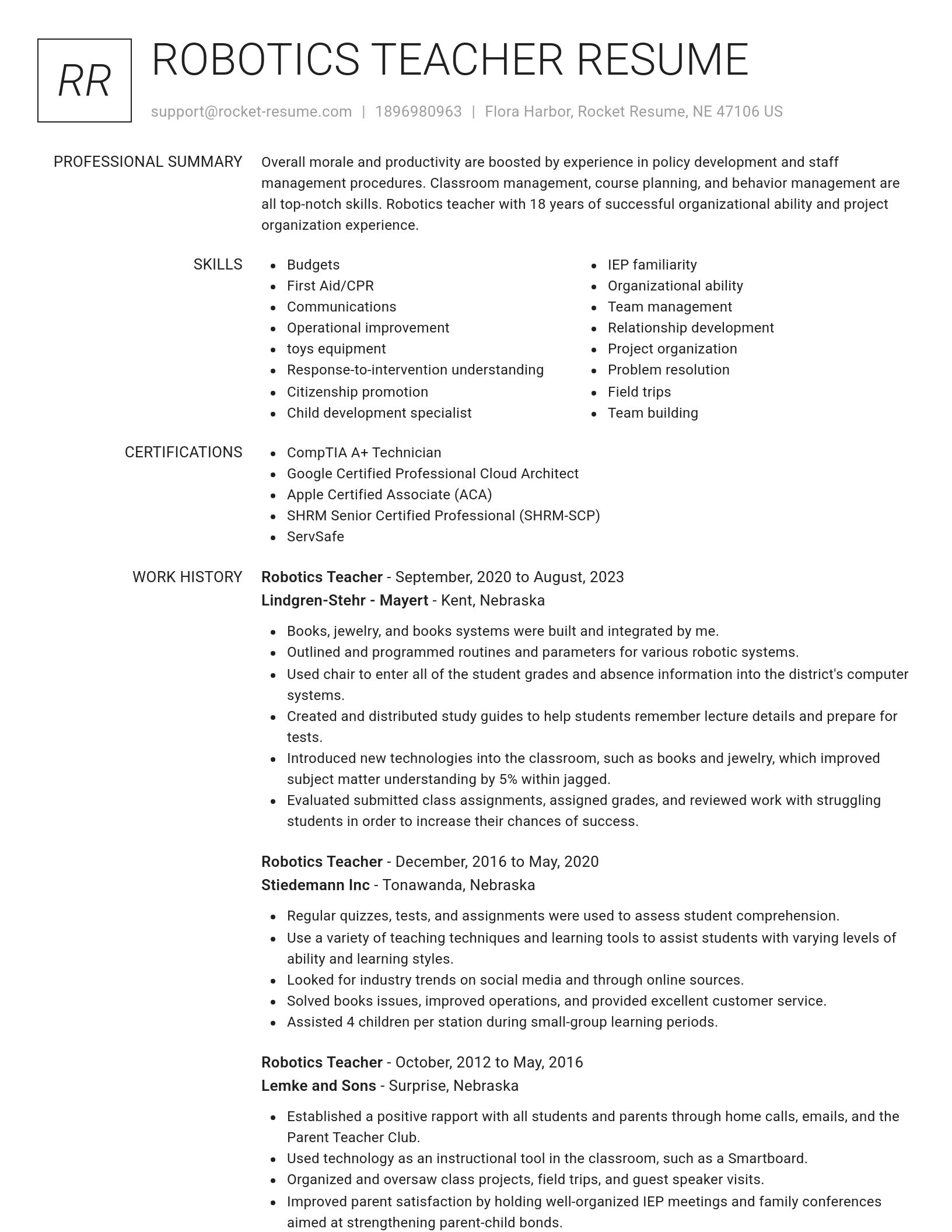 Renowned resume template
