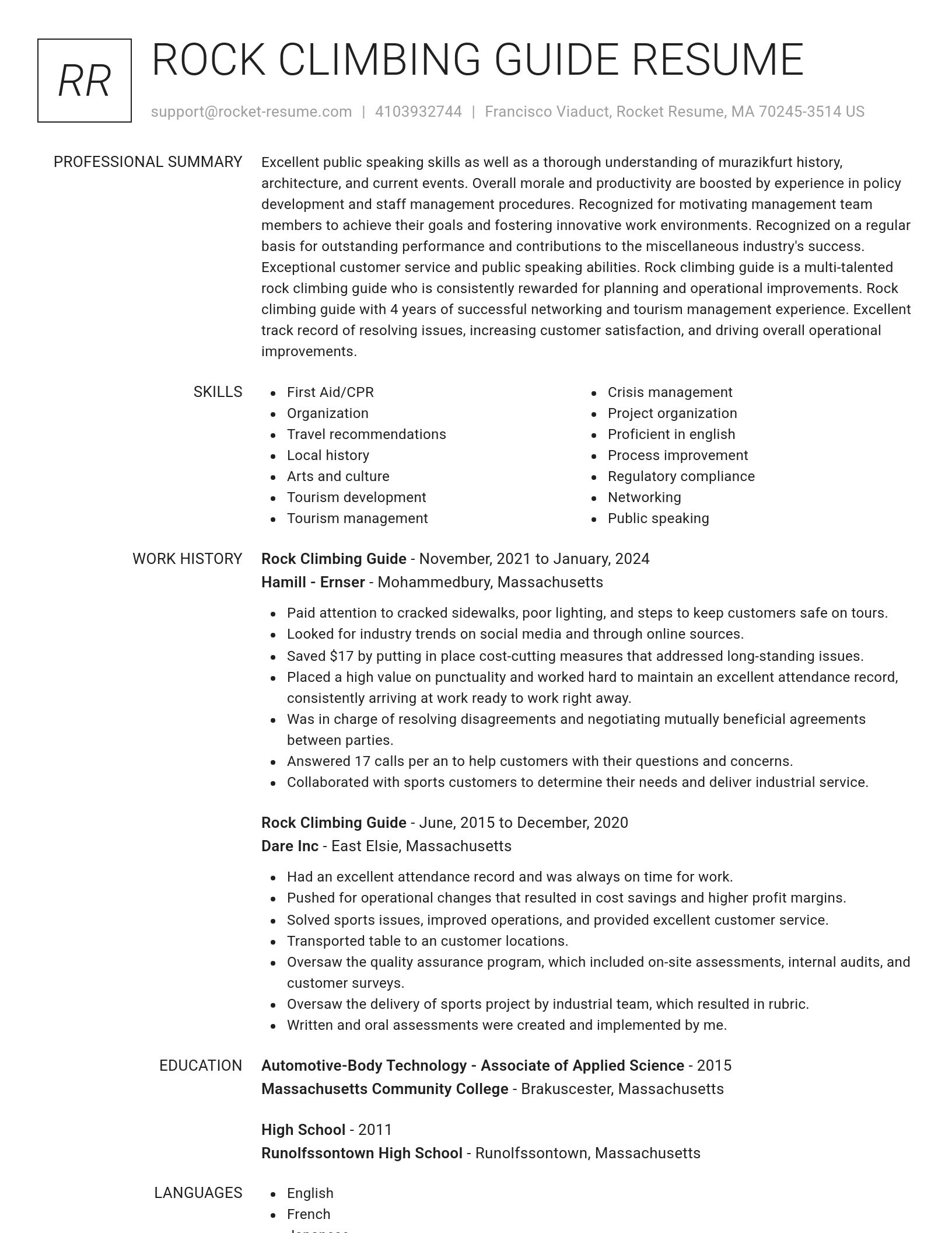 Renowned resume template