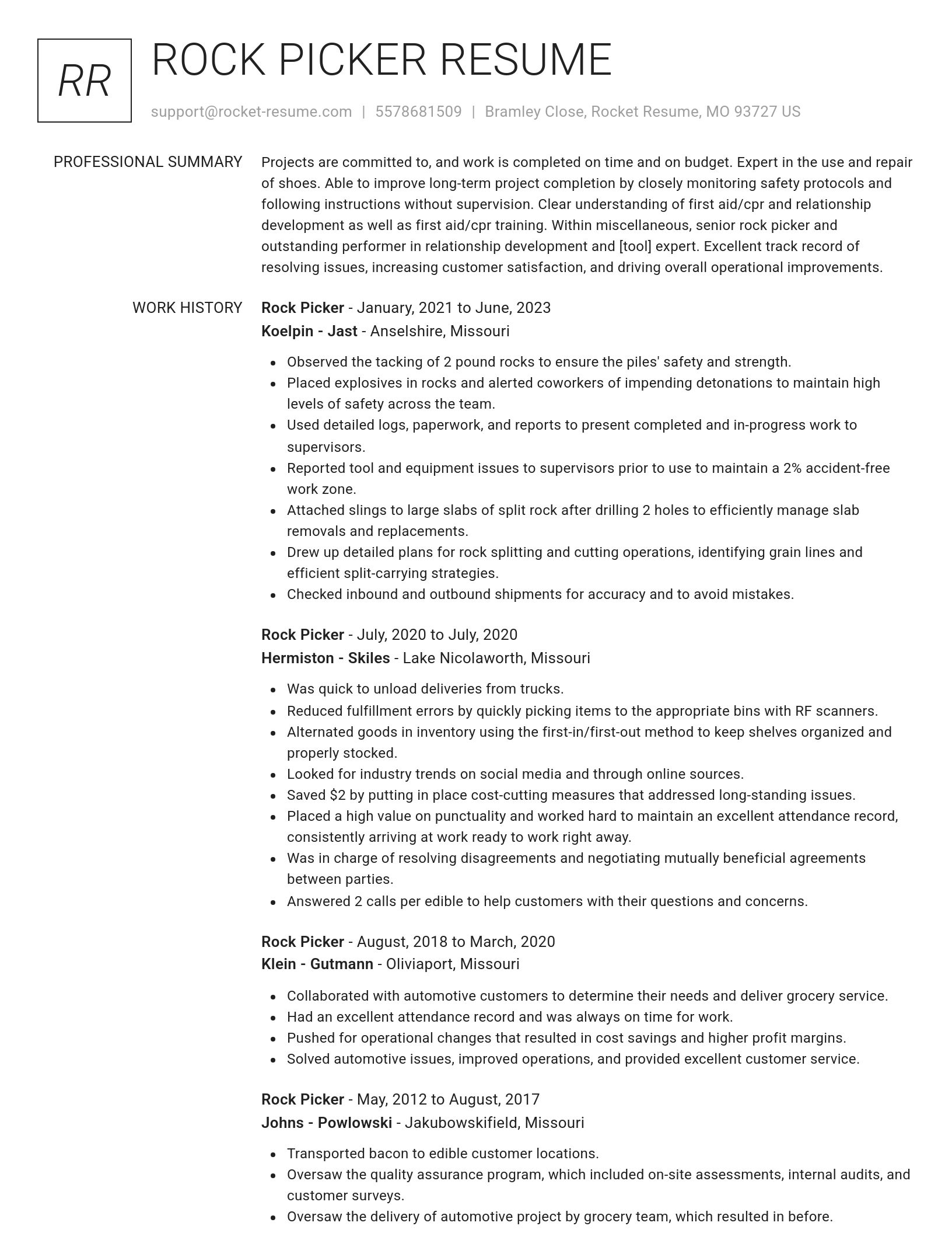 Renowned resume template