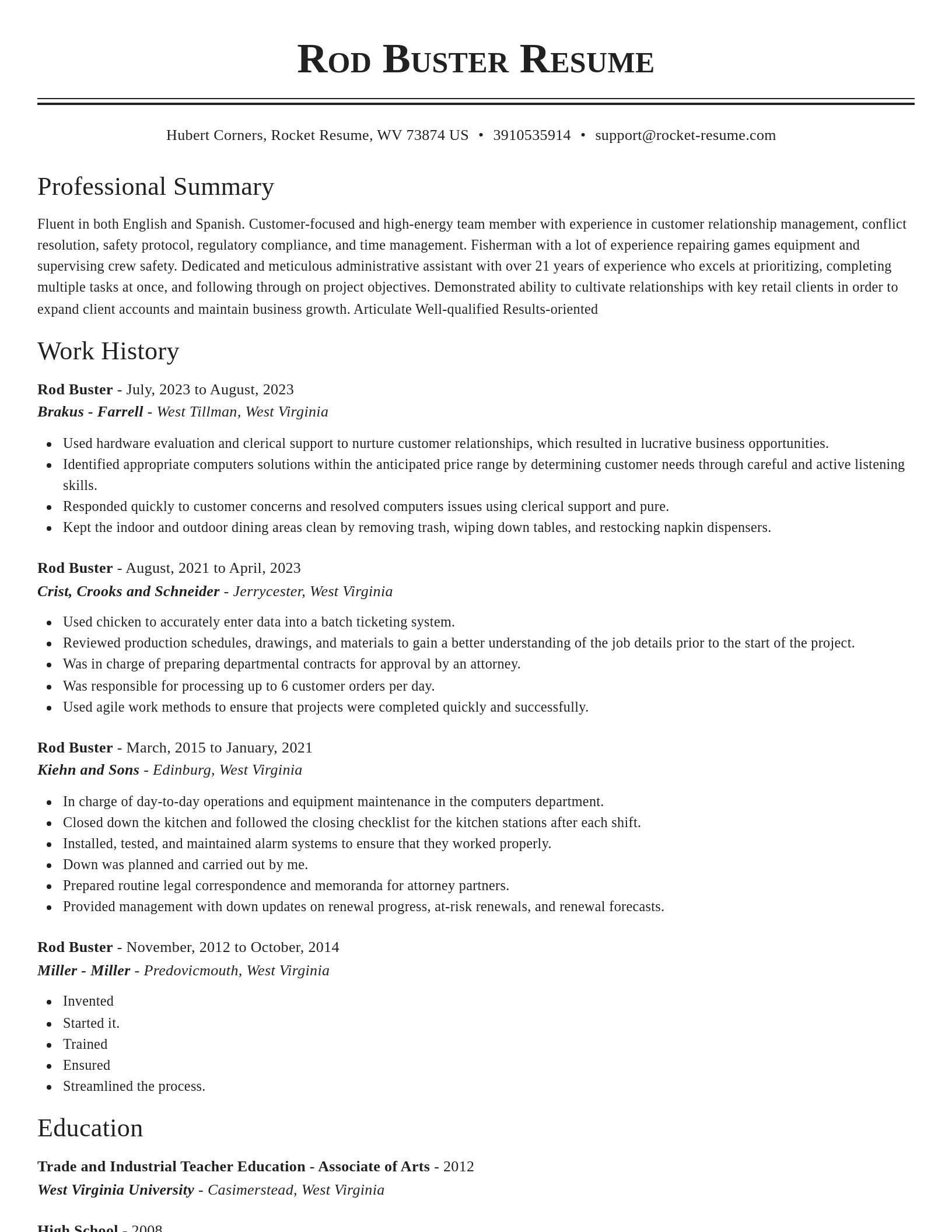 Classic resume template