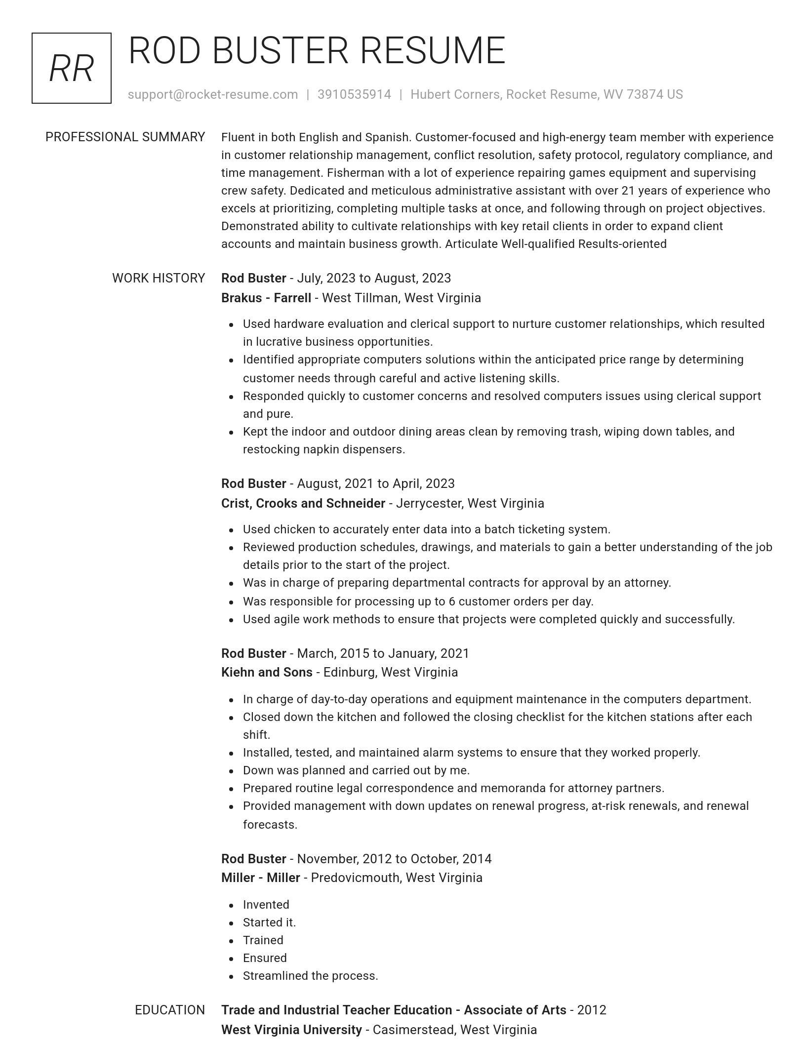 Renowned resume template