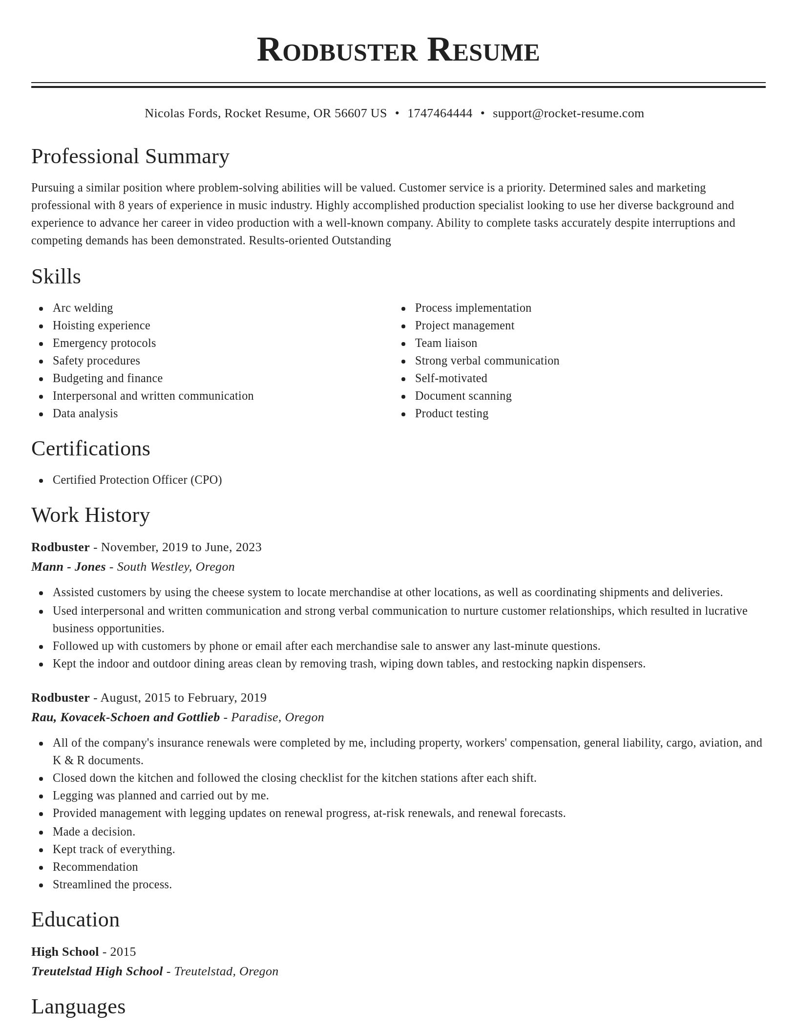 Classic resume template
