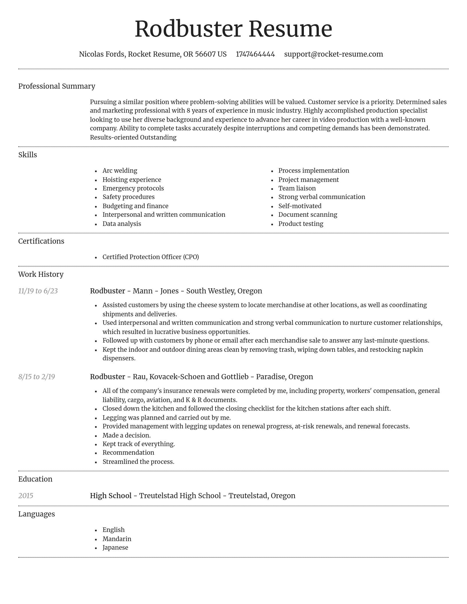 Dignified resume template