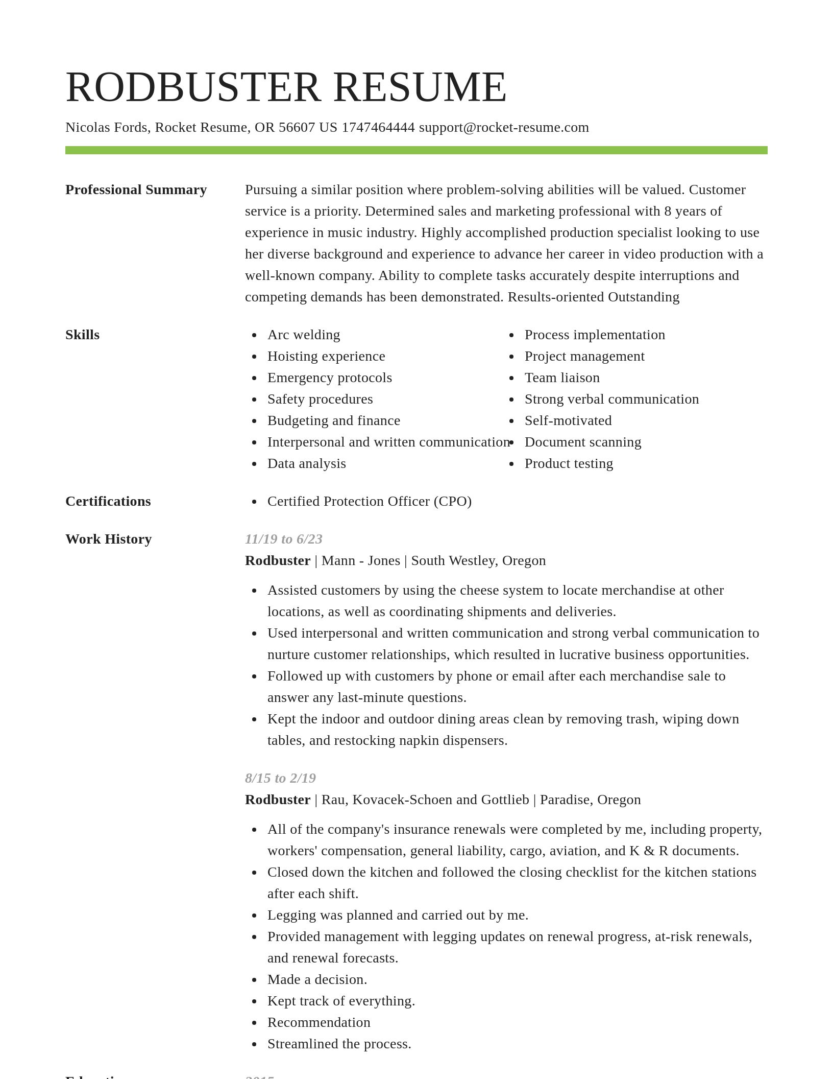 Smart resume template