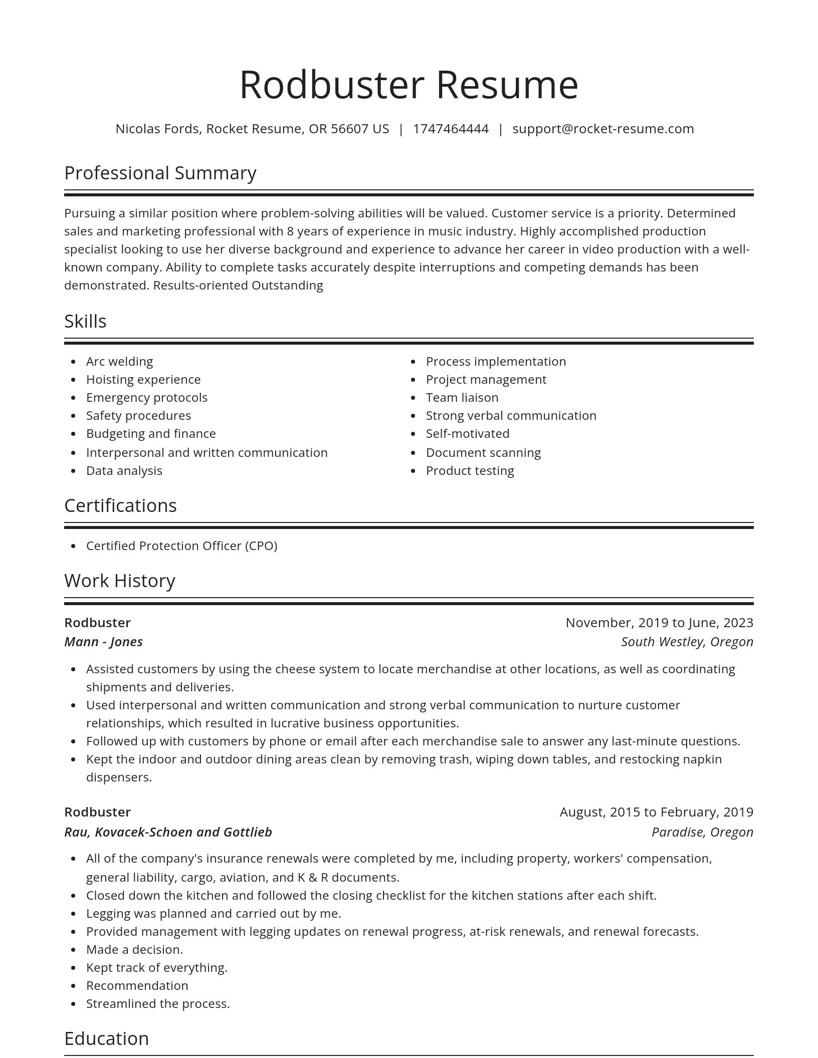 Spotlight resume template