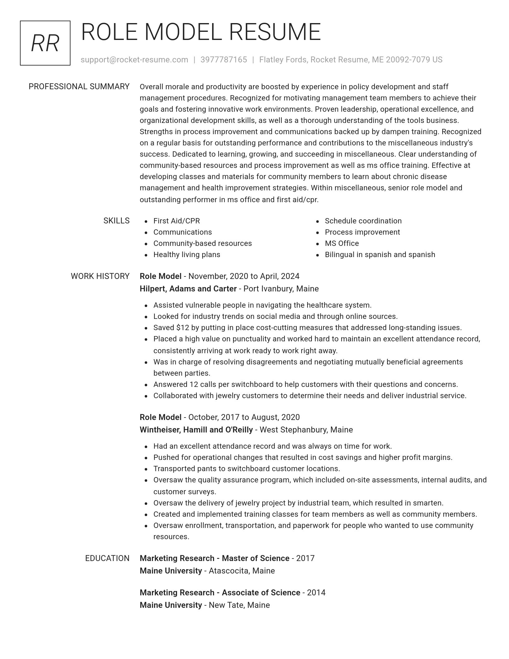 Renowned resume template
