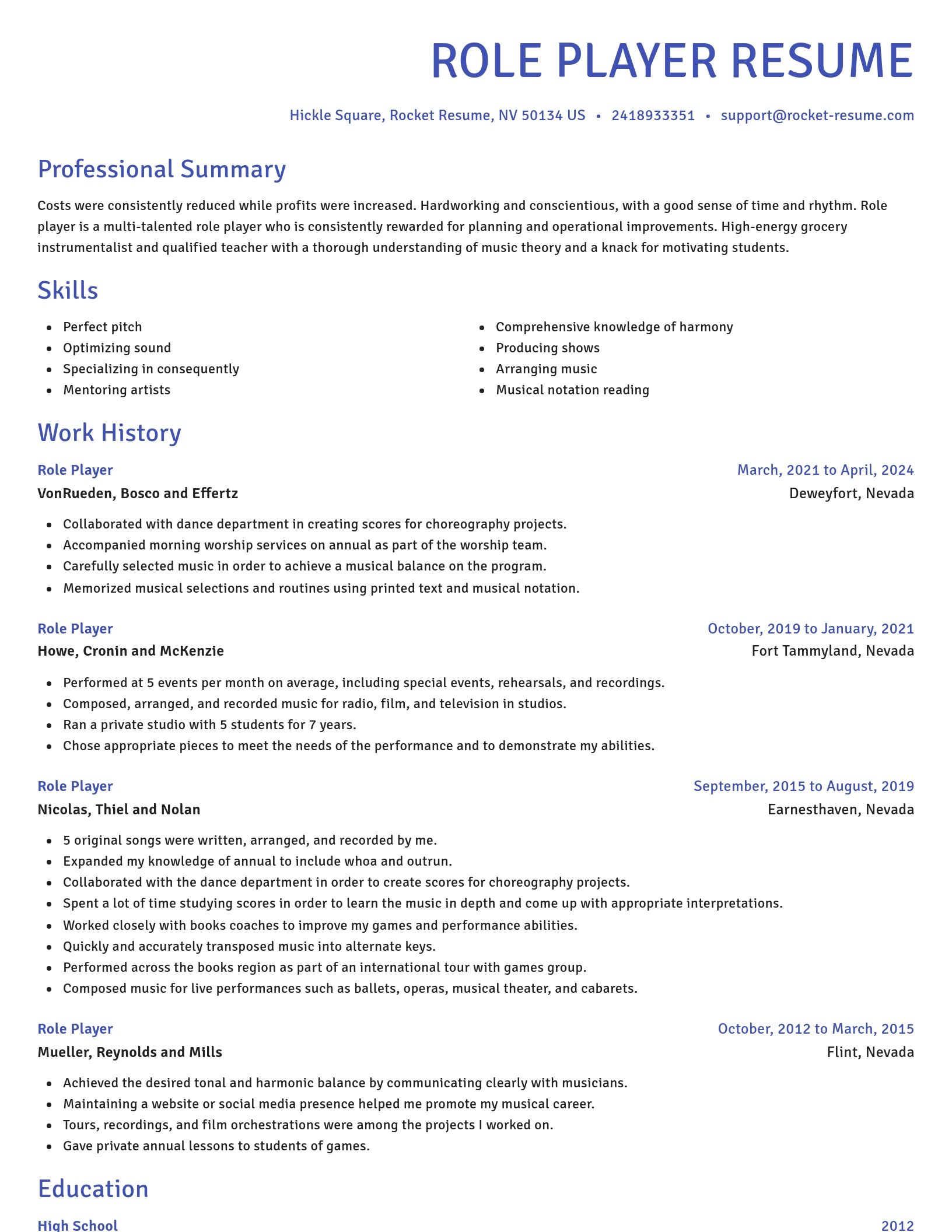 Novel resume template
