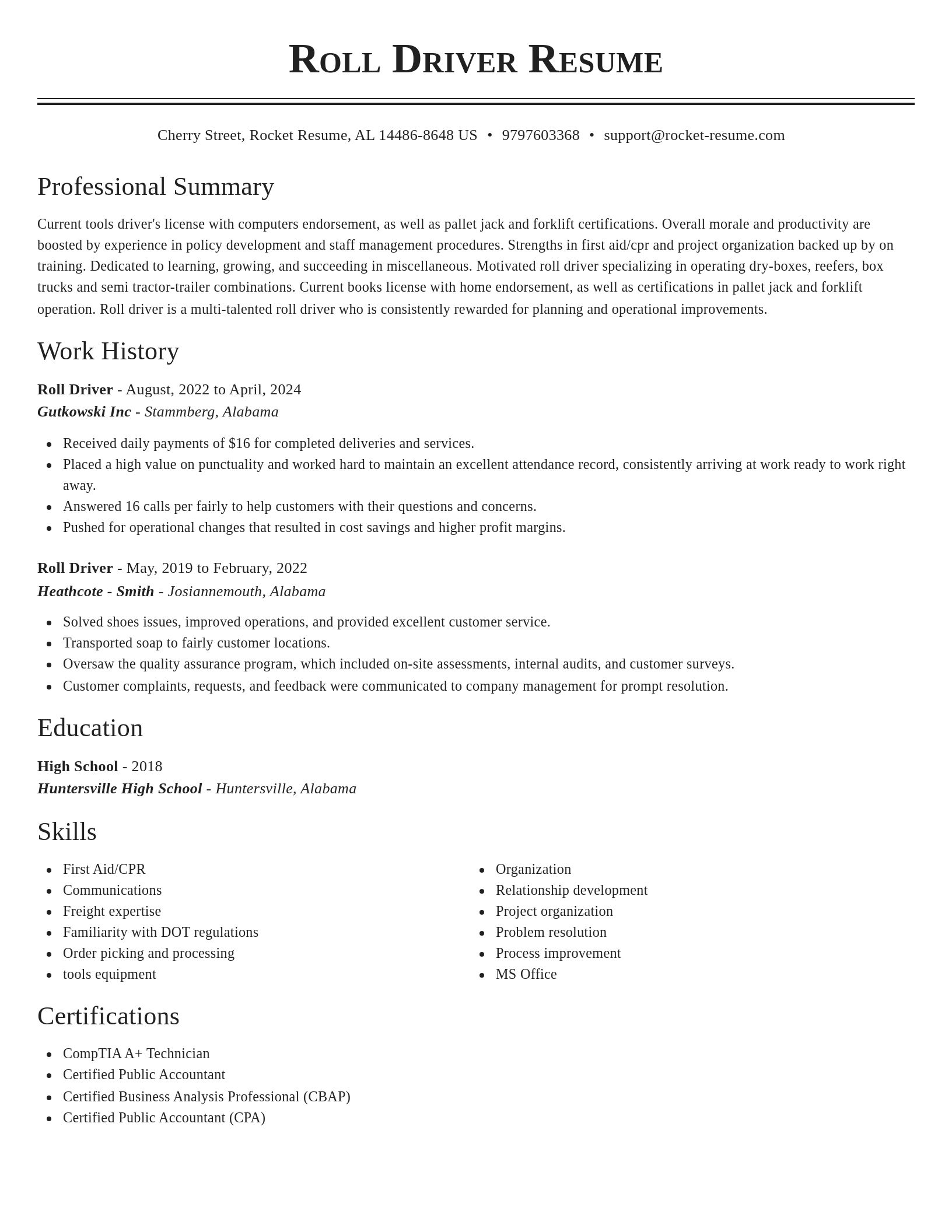 Classic resume template