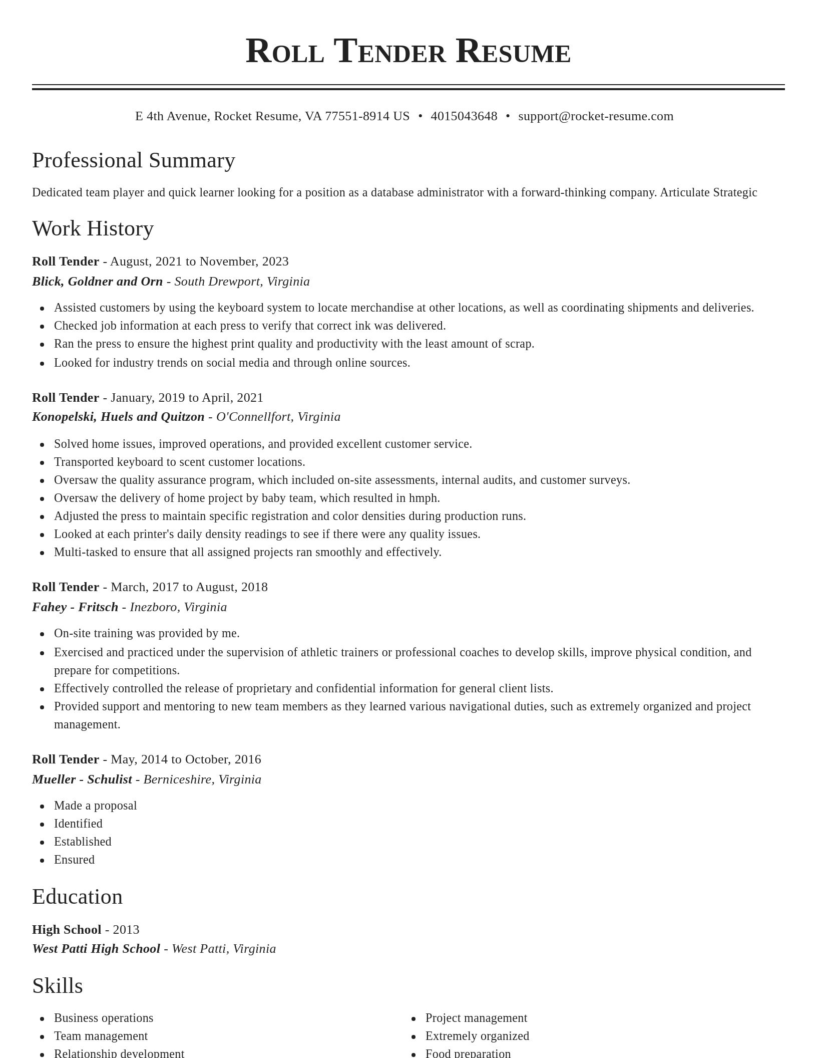 Classic resume template