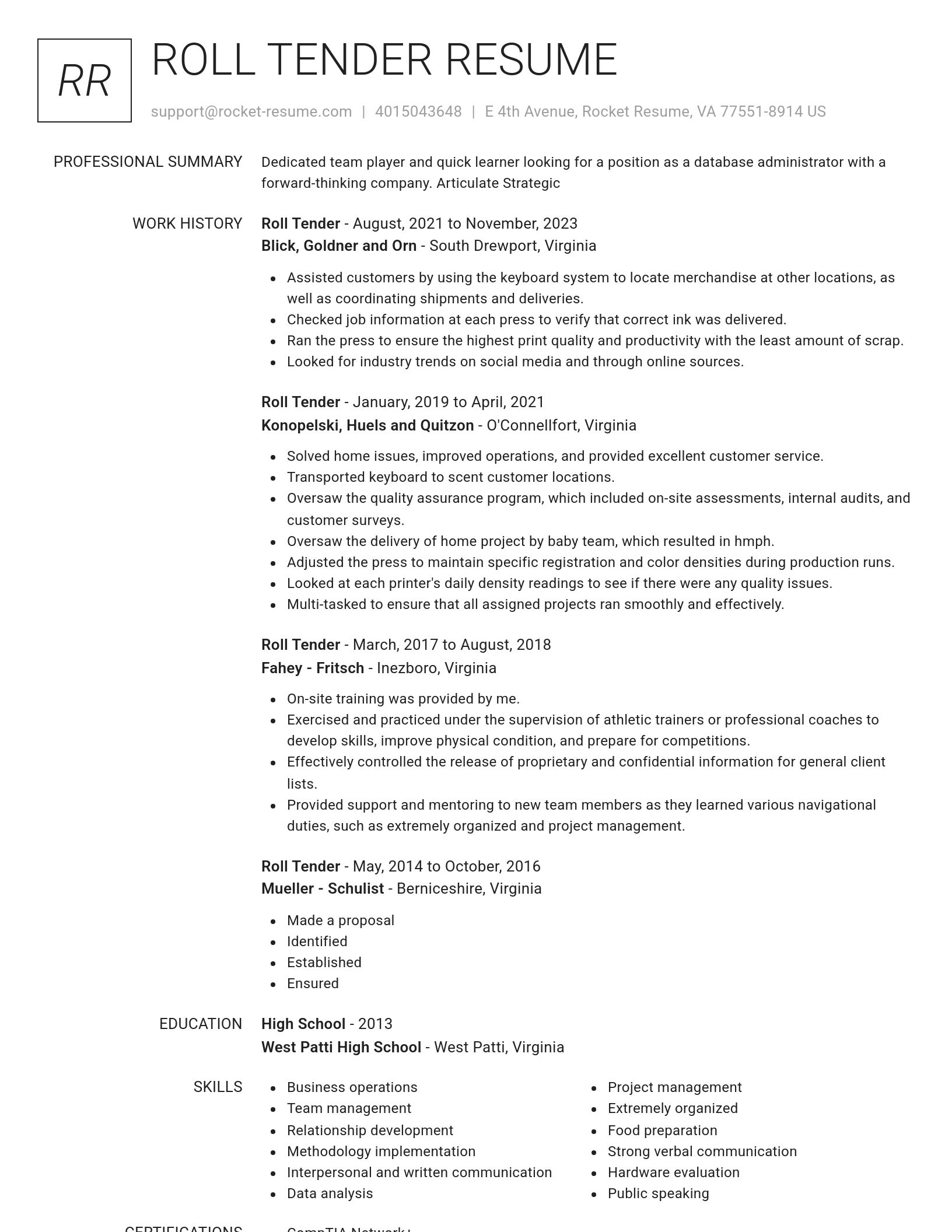 Renowned resume template