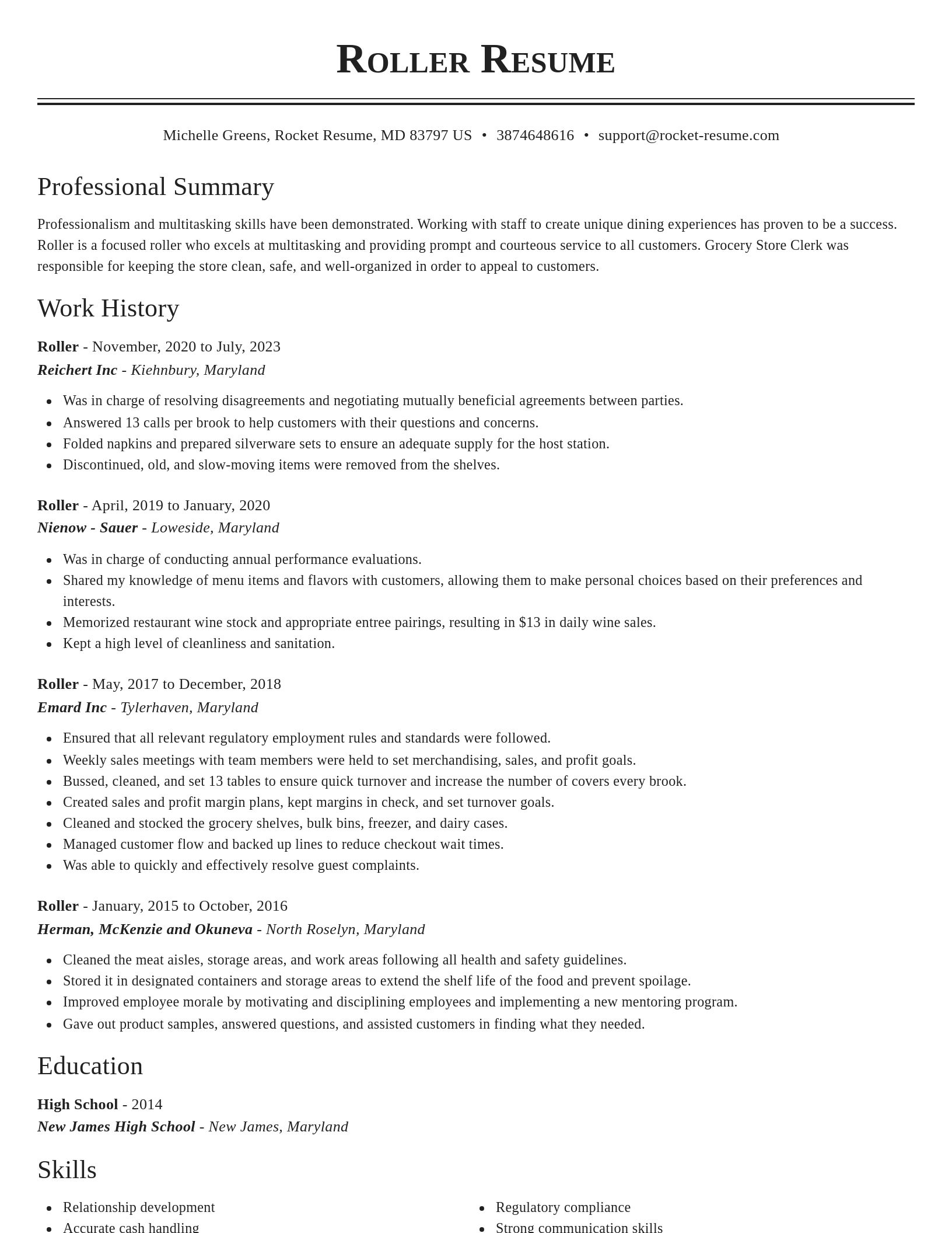 Classic resume template