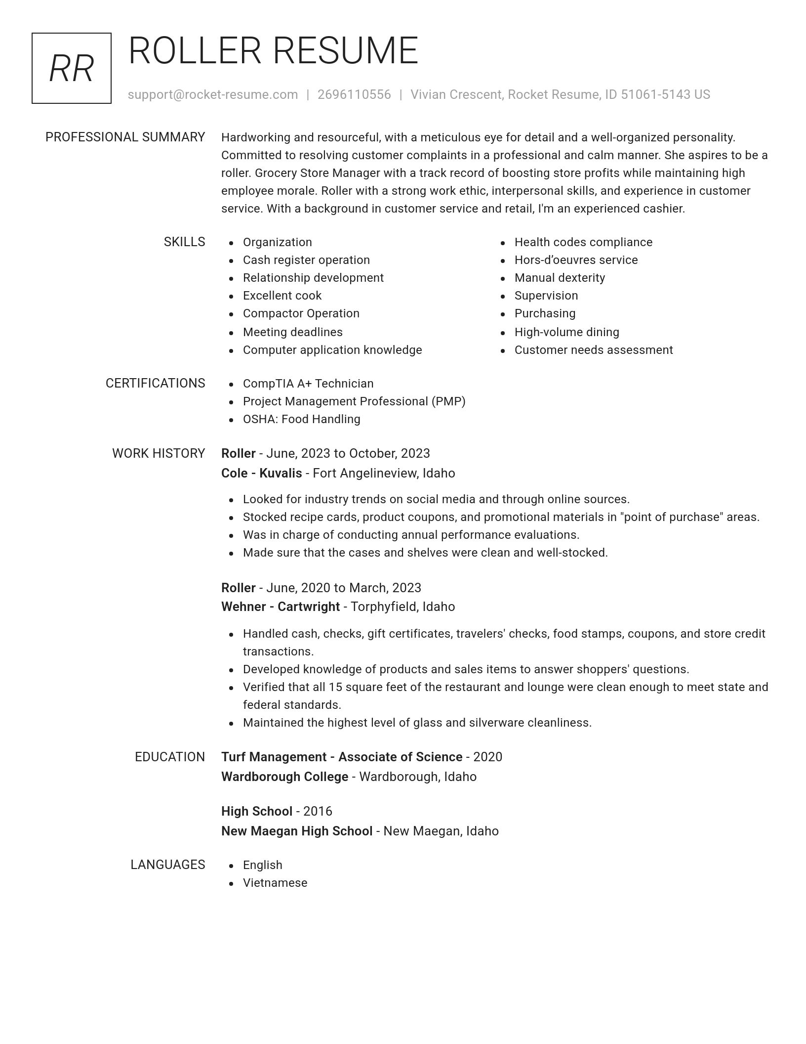 Renowned resume template