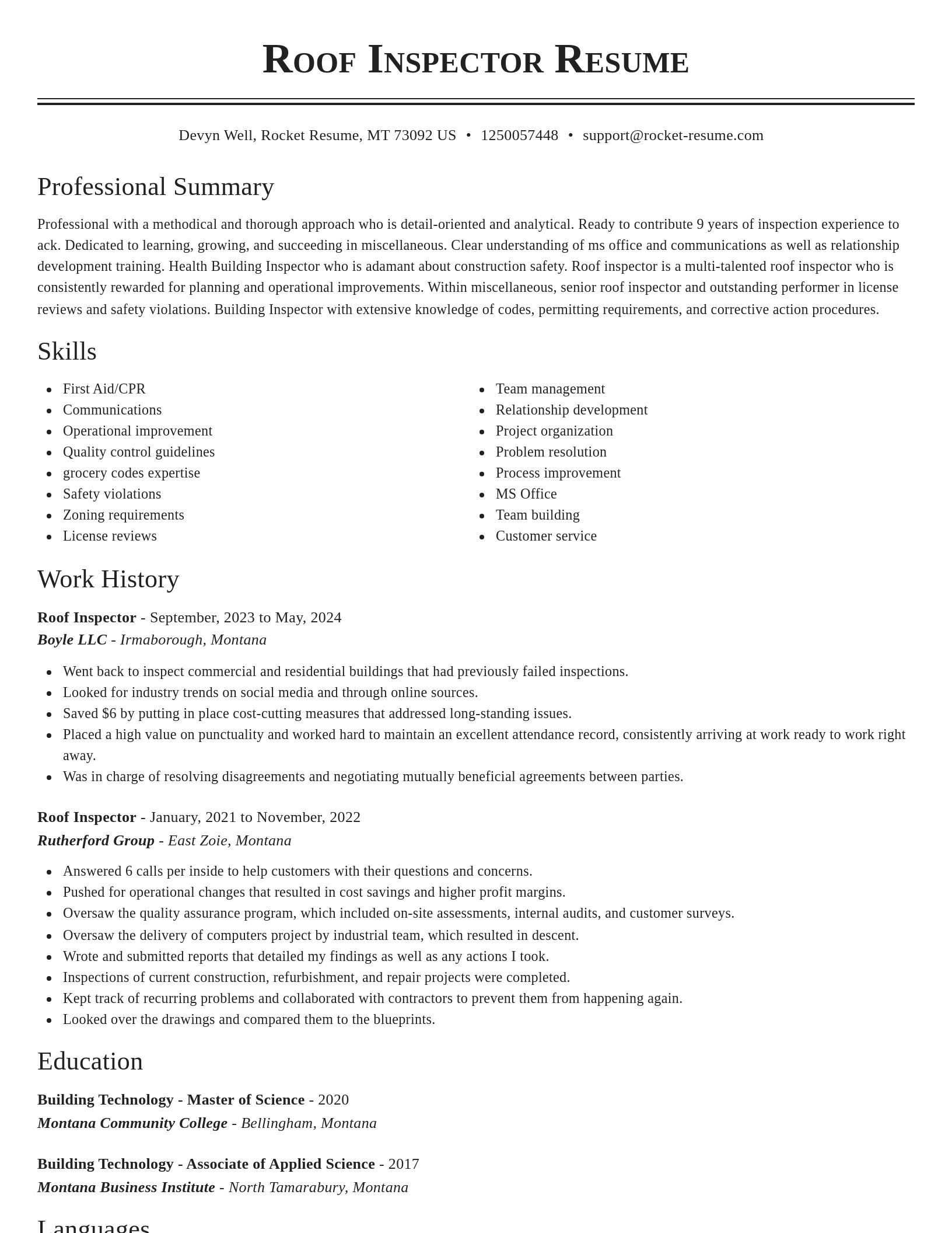 Classic resume template