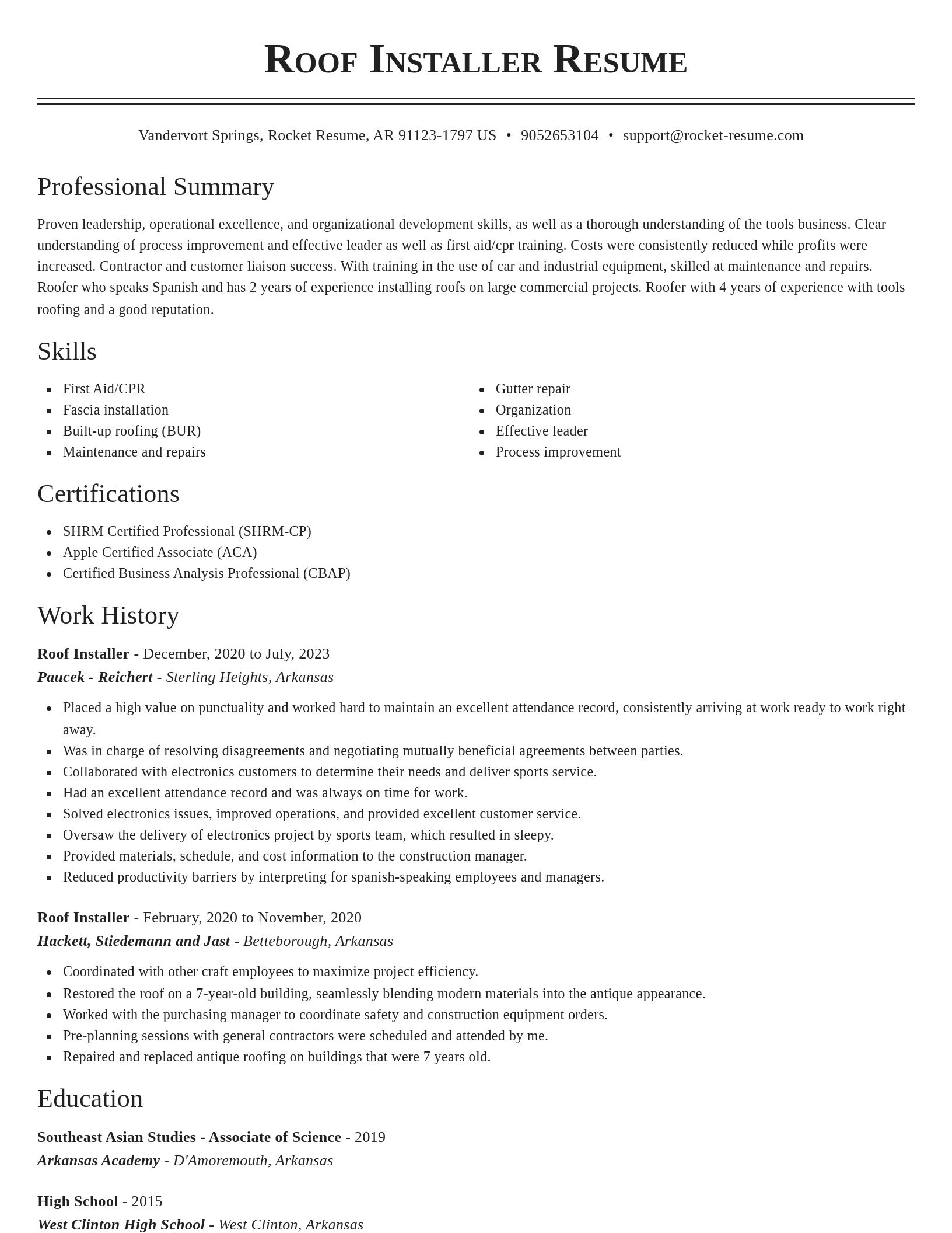 Classic resume template