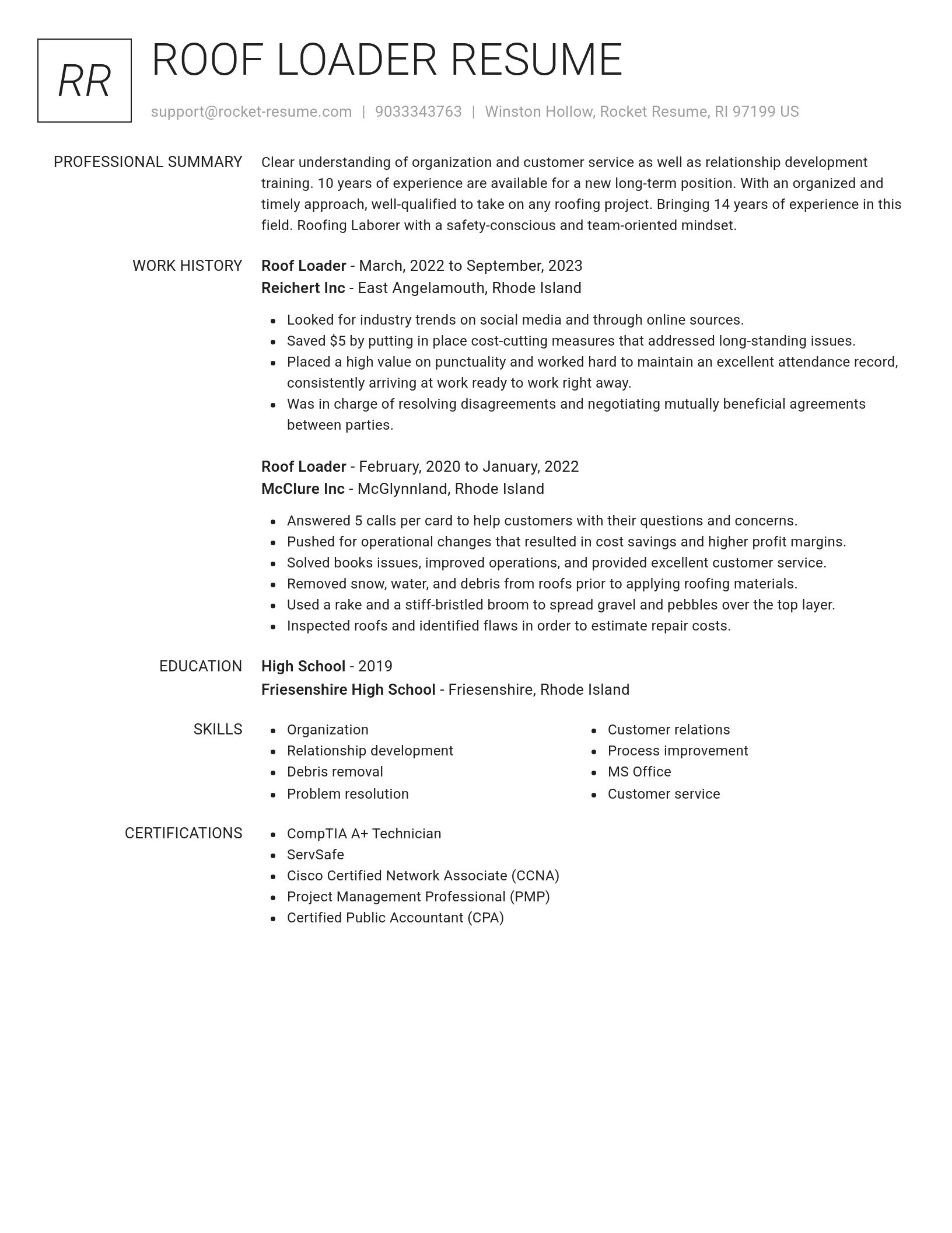 Renowned resume template