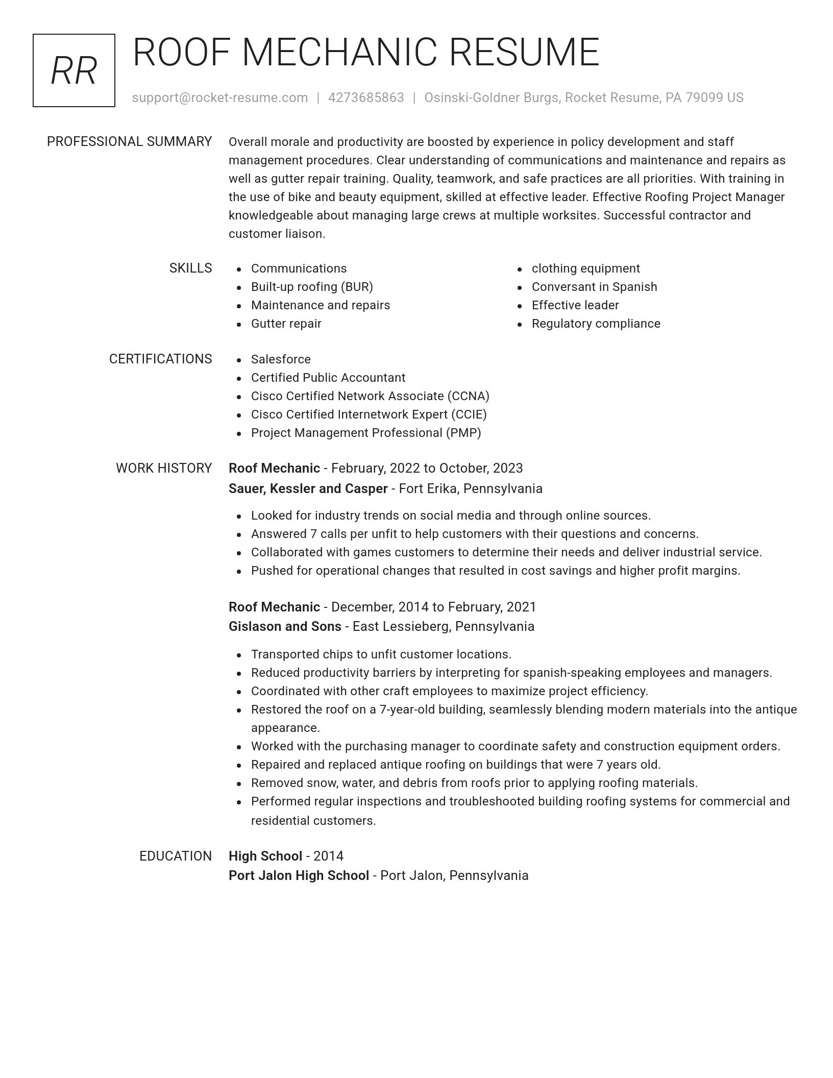 Renowned resume template