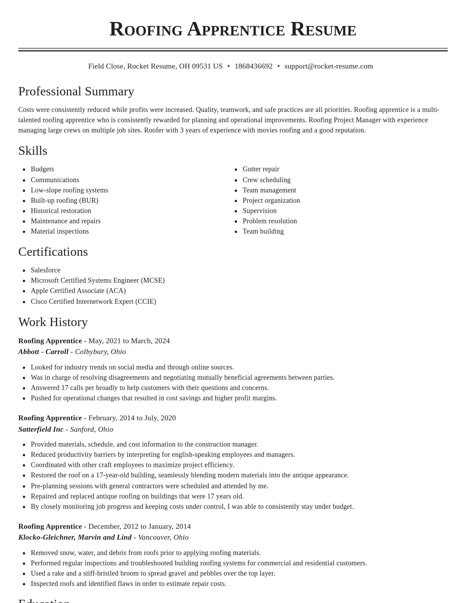 Classic resume template