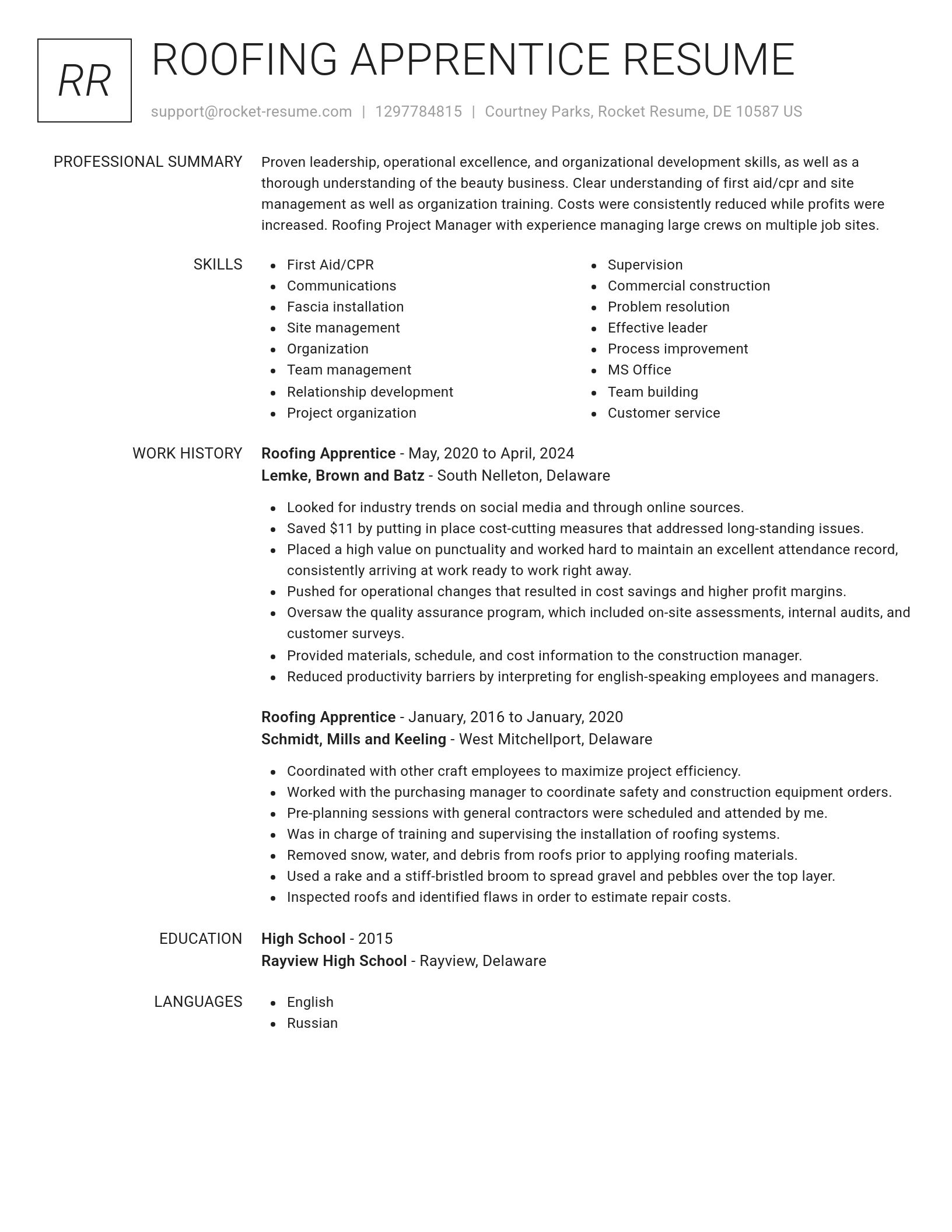Renowned resume template