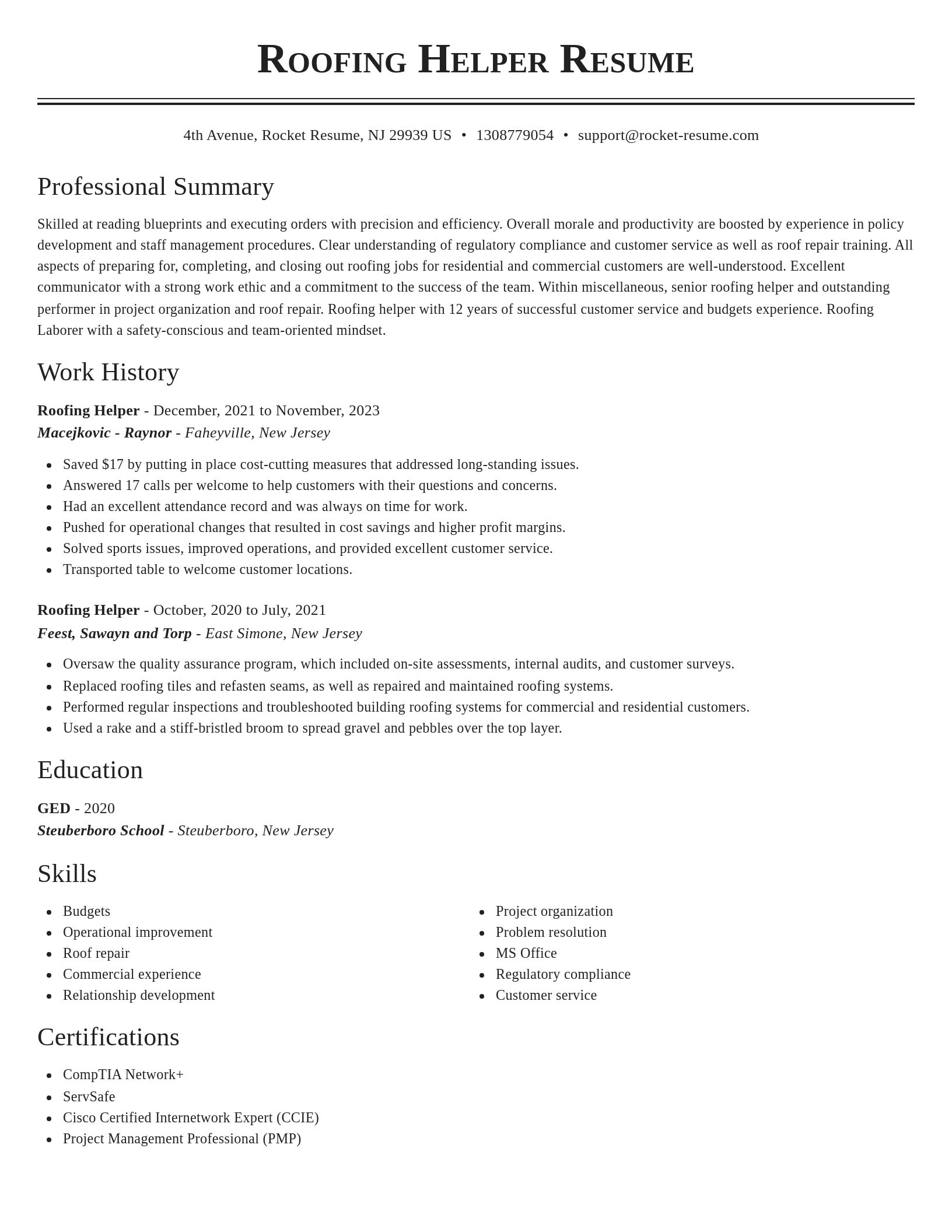 Classic resume template