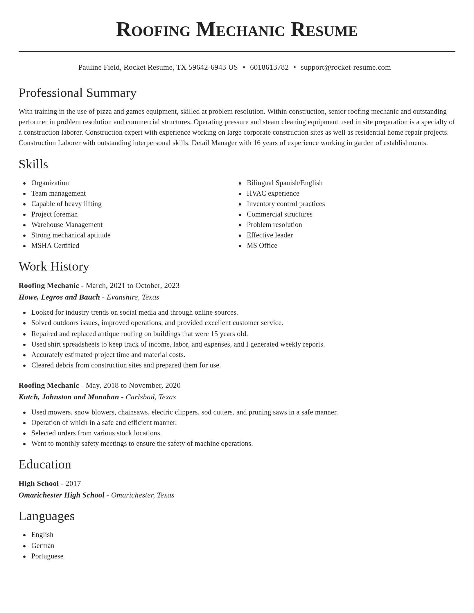 Classic resume template