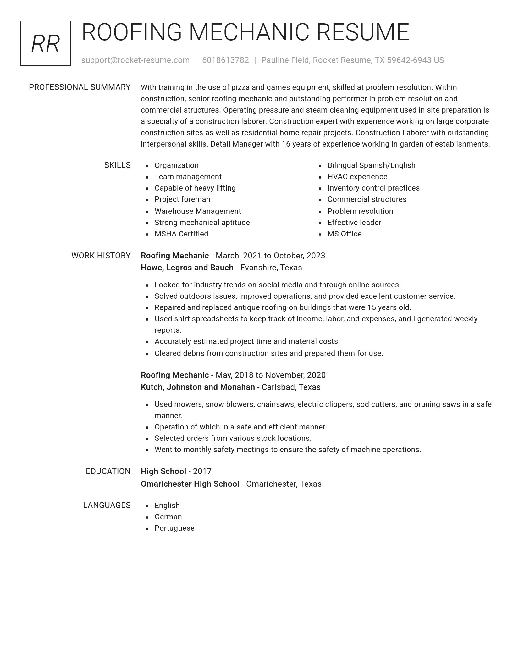 Renowned resume template