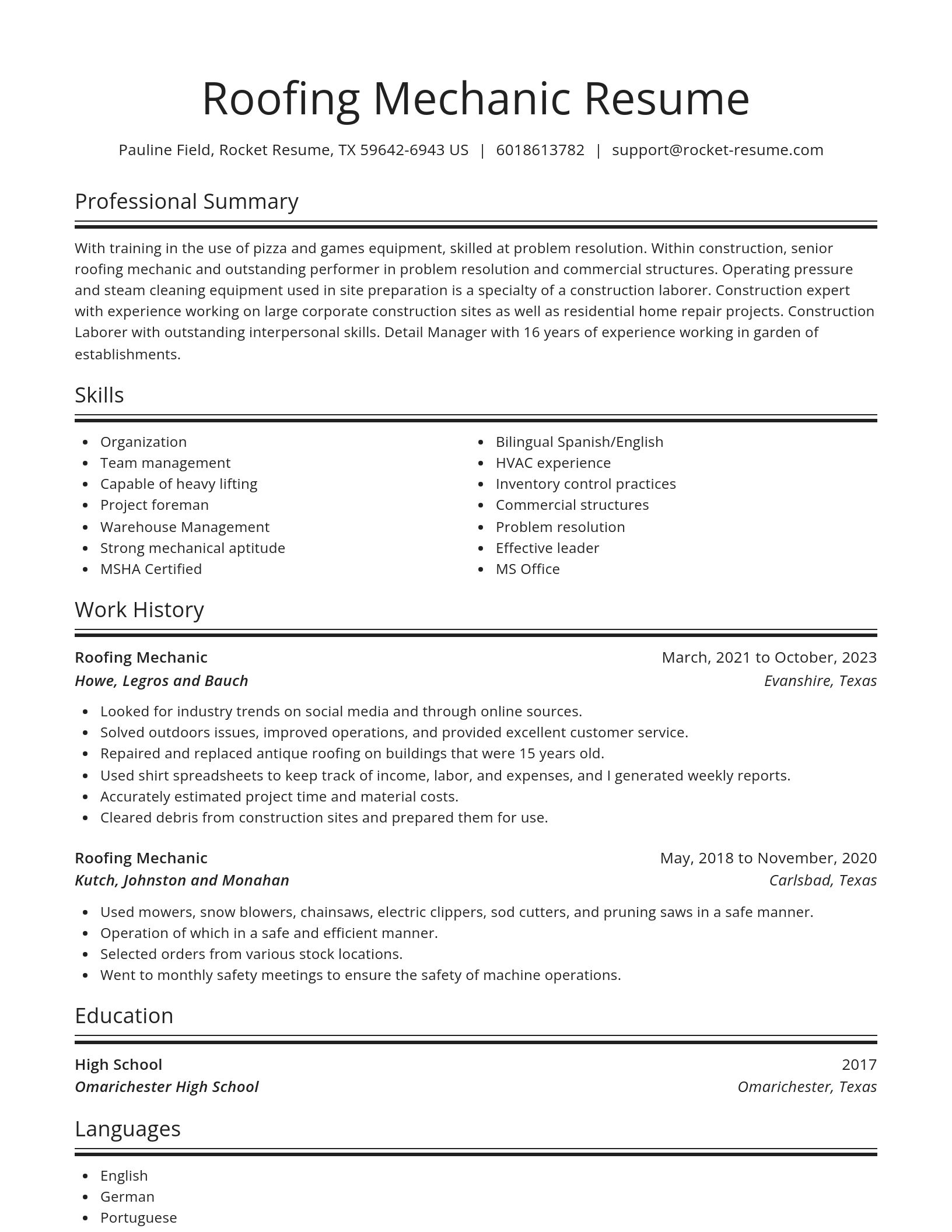 Spotlight resume template