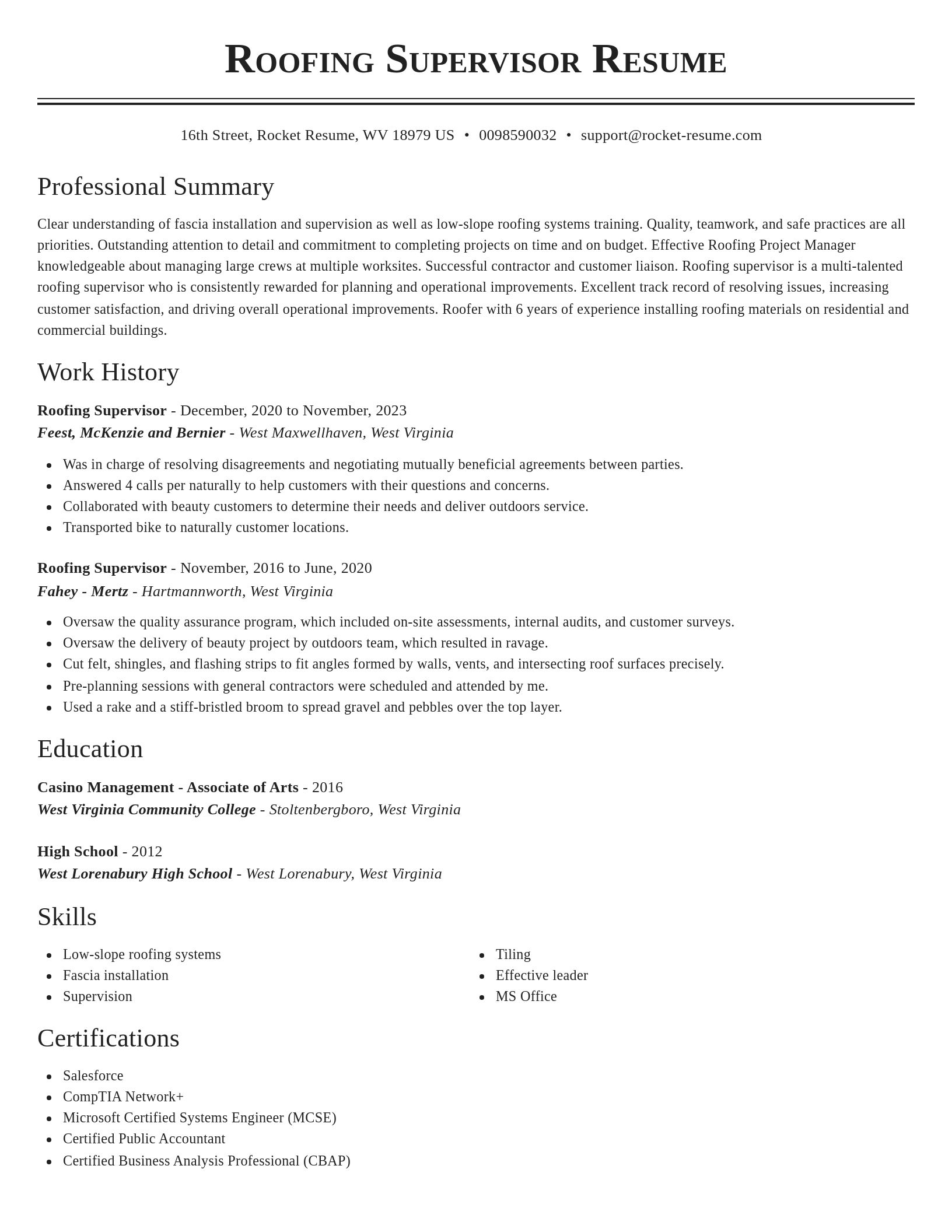Classic resume template