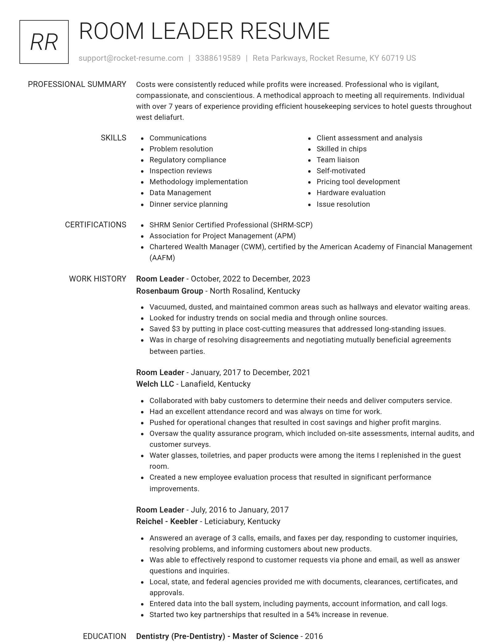 Renowned resume template