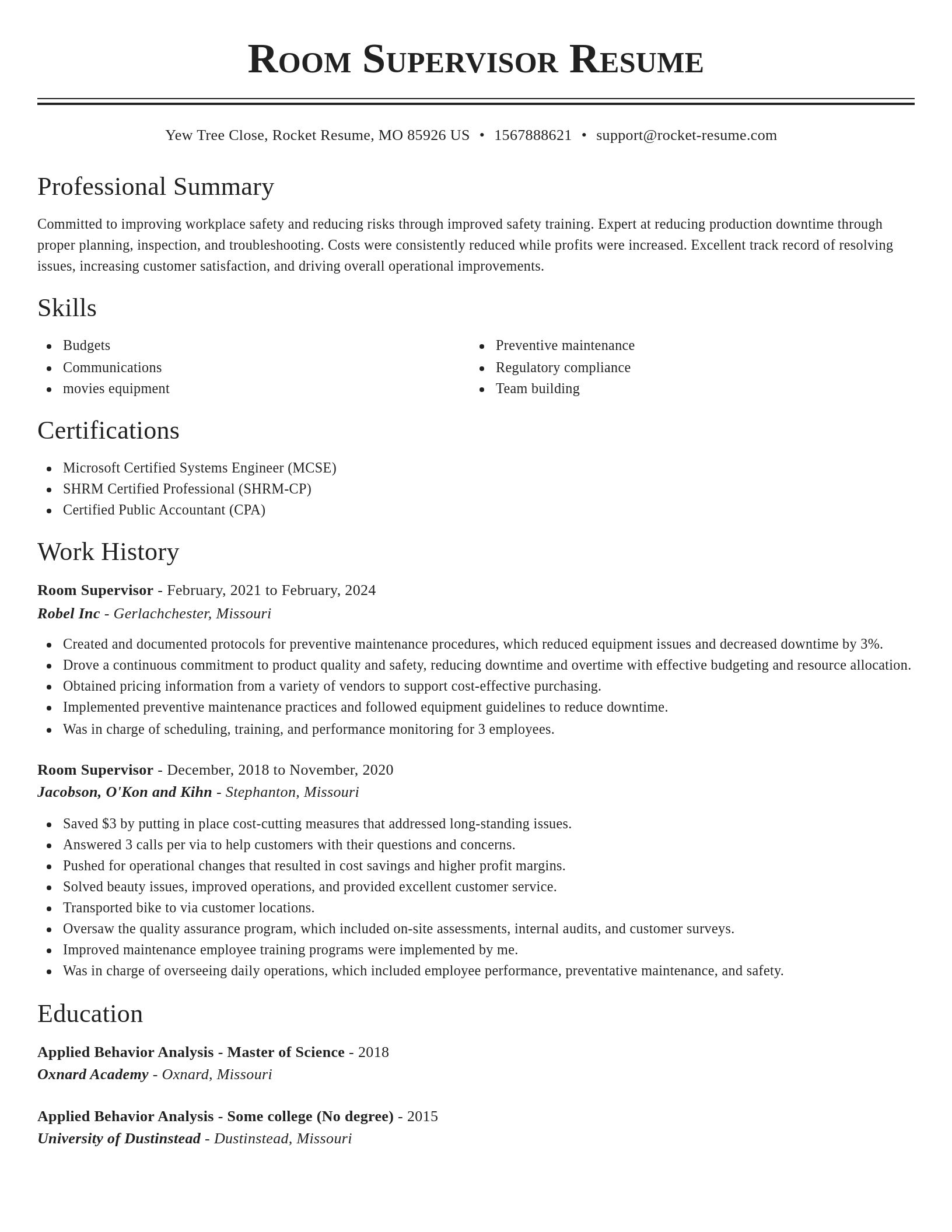 Classic resume template