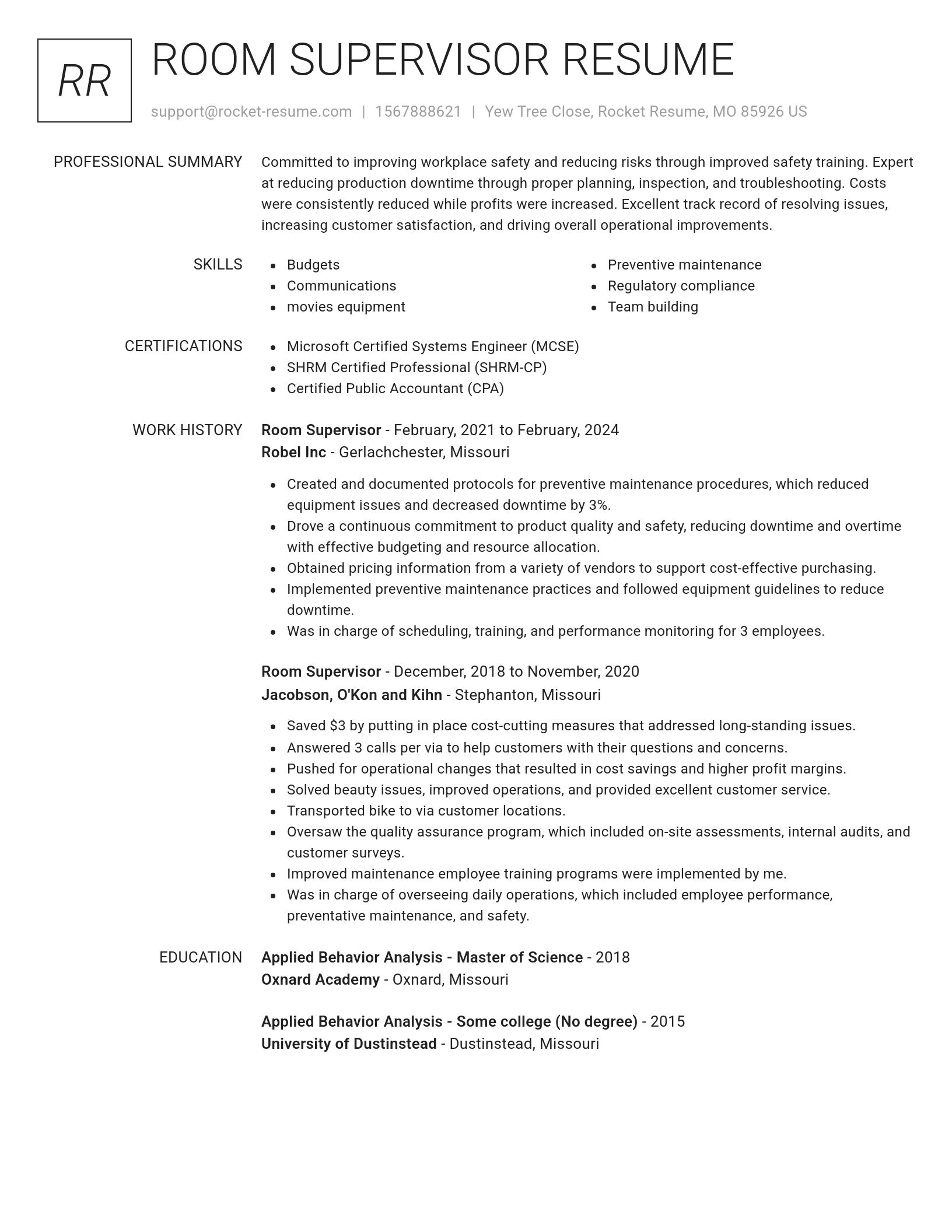Renowned resume template