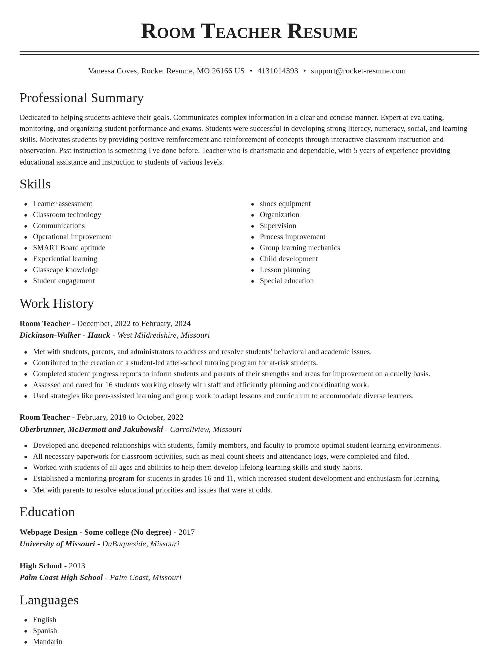 Classic resume template