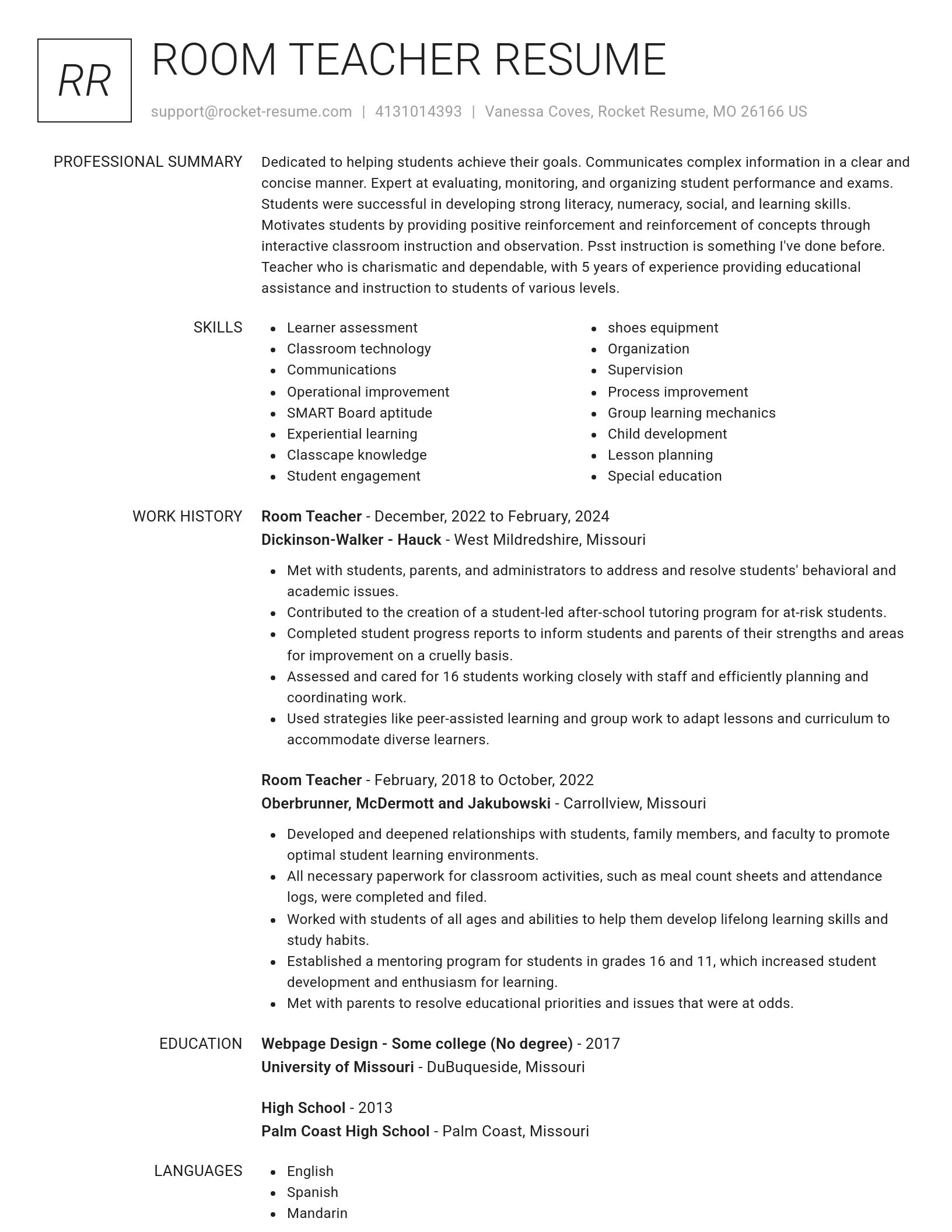 Renowned resume template