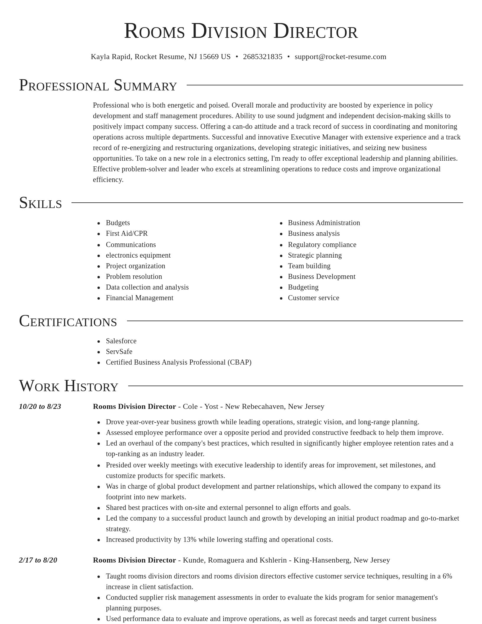 Director resume template