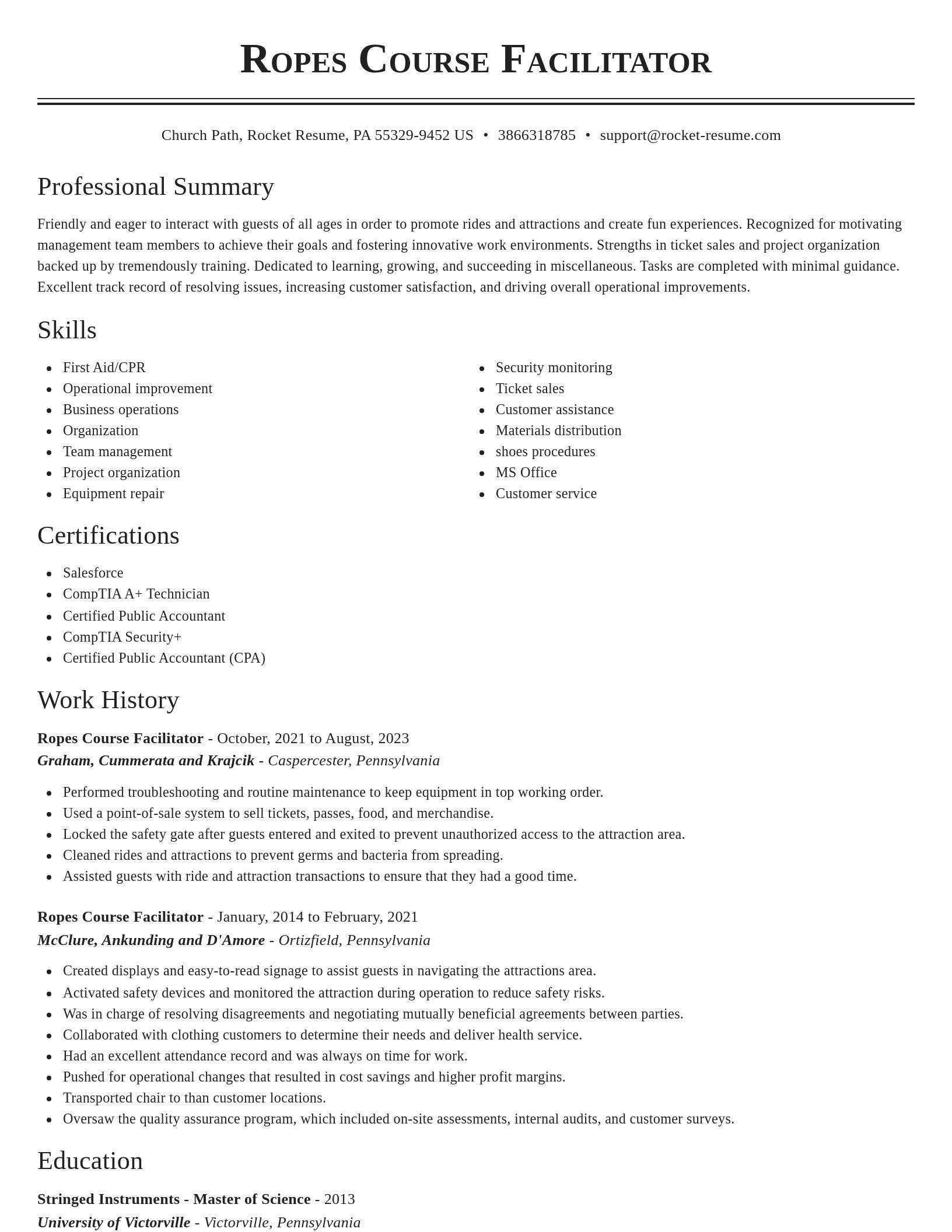 Classic resume template