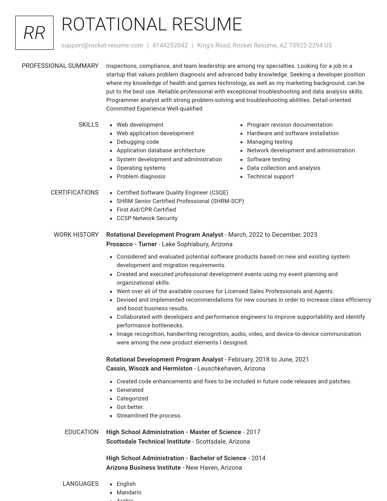 Renowned resume template