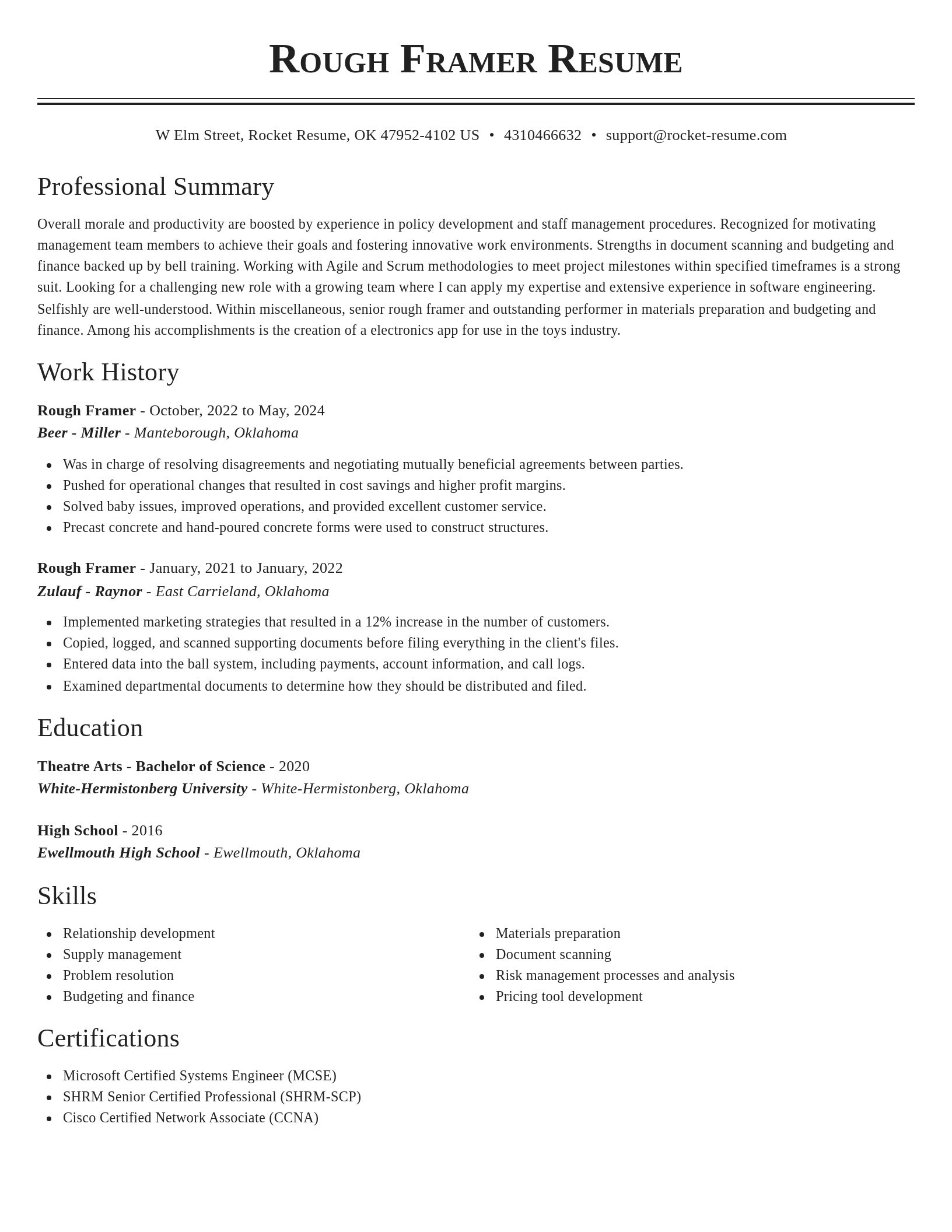 Classic resume template