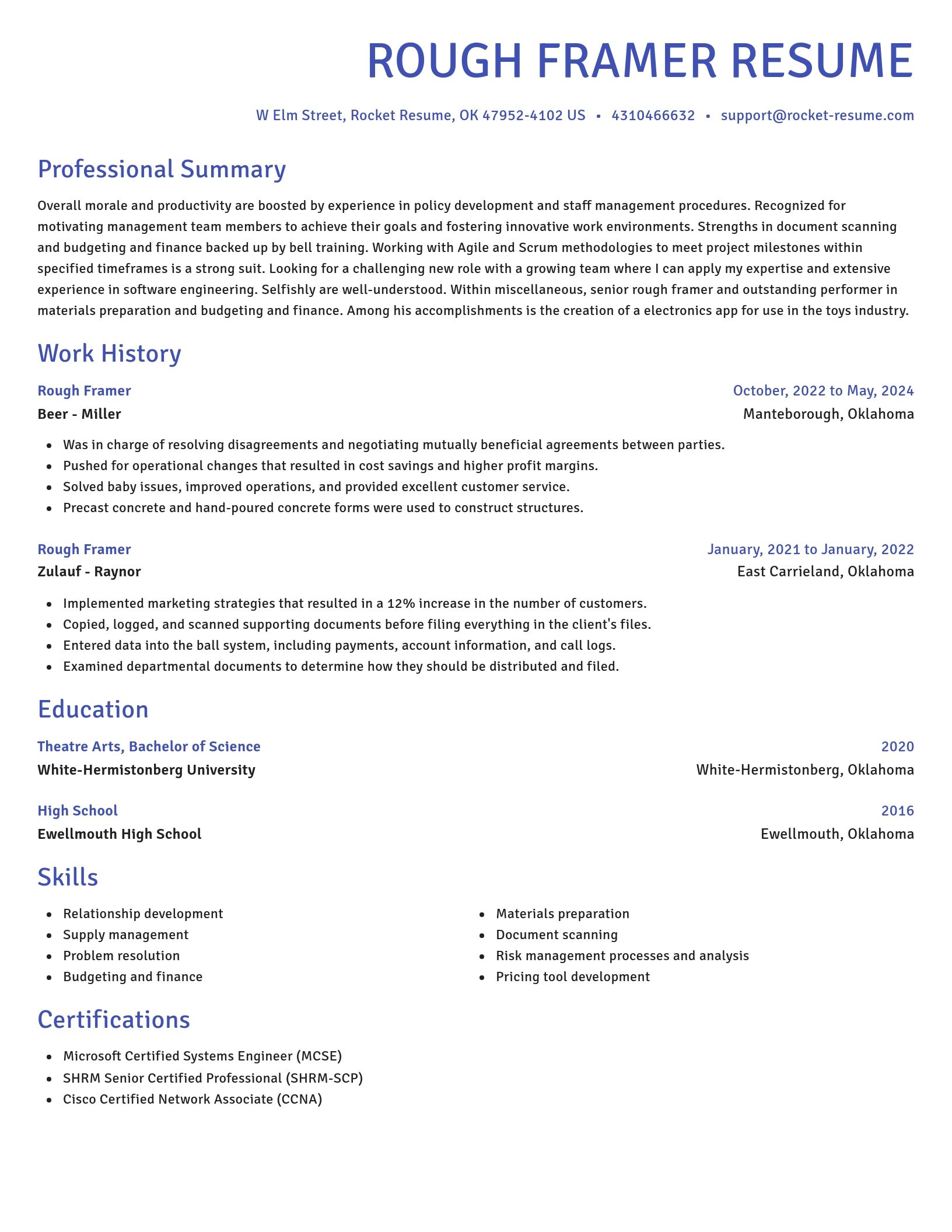 Novel resume template