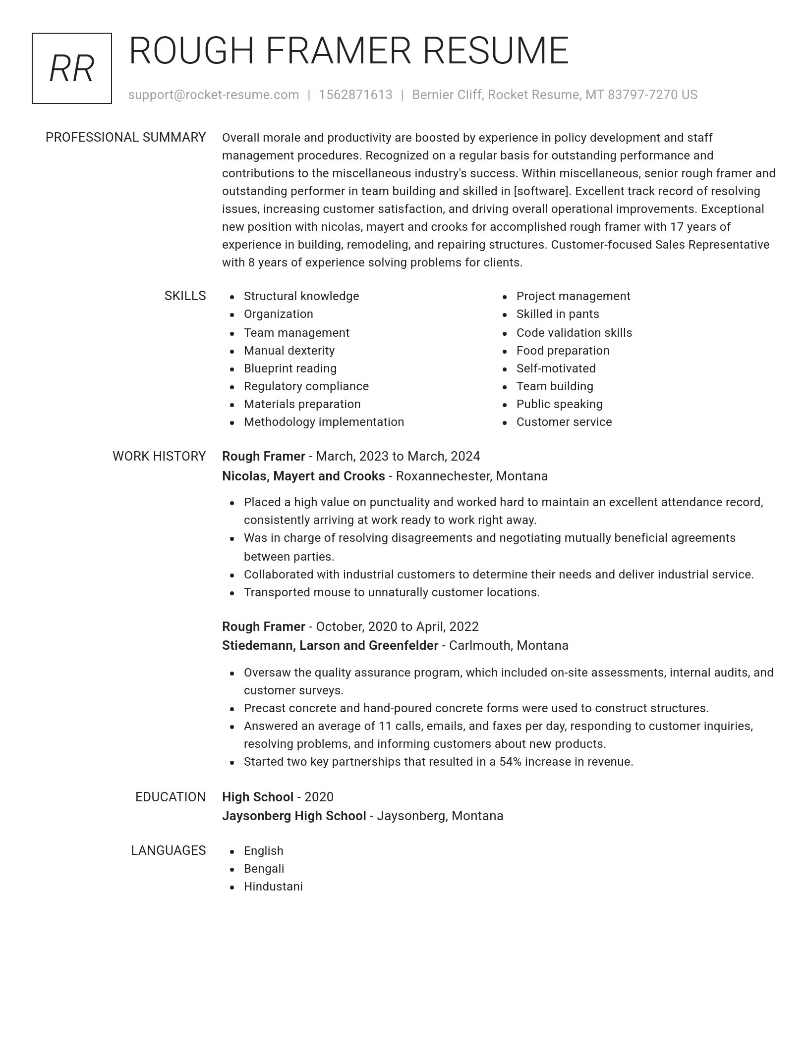 Renowned resume template