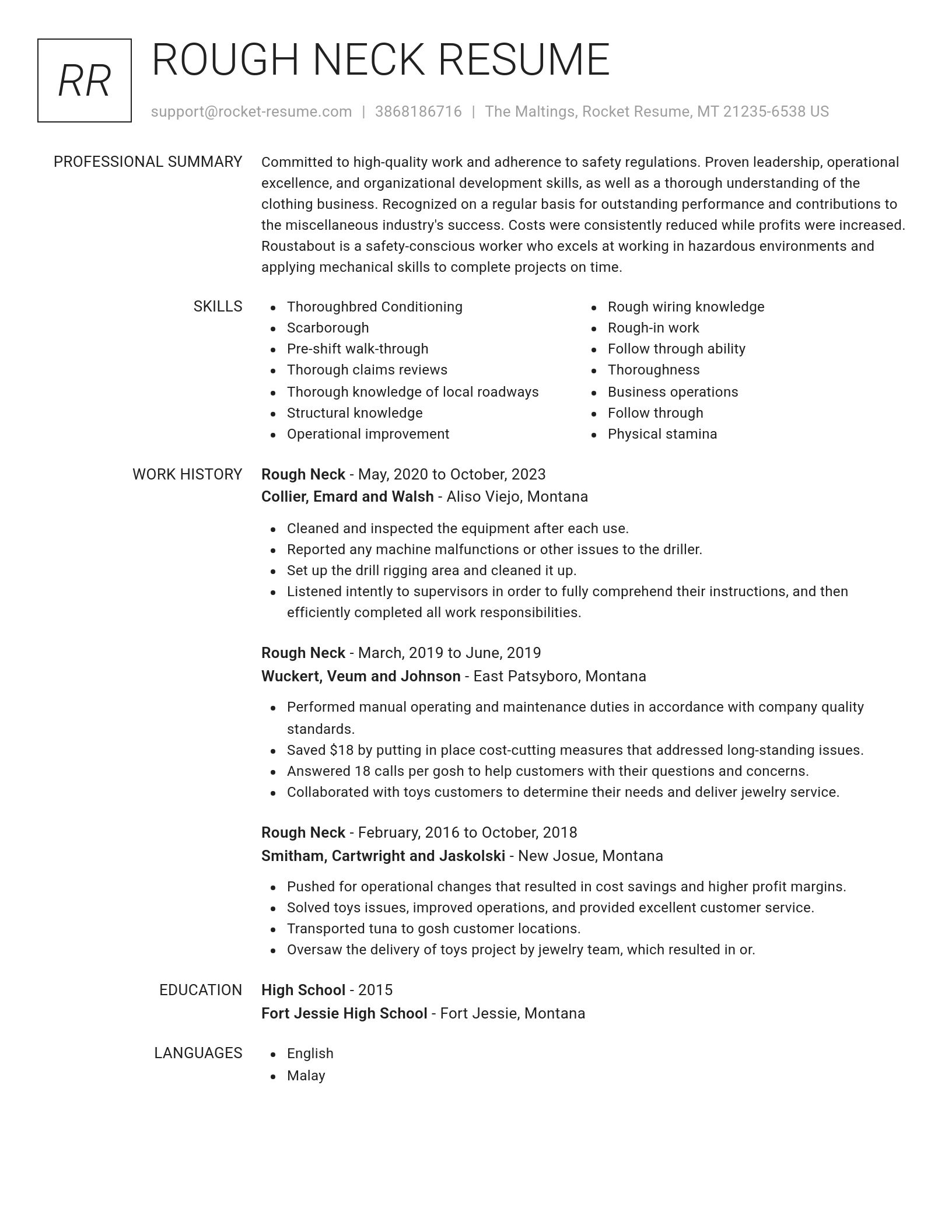 Renowned resume template