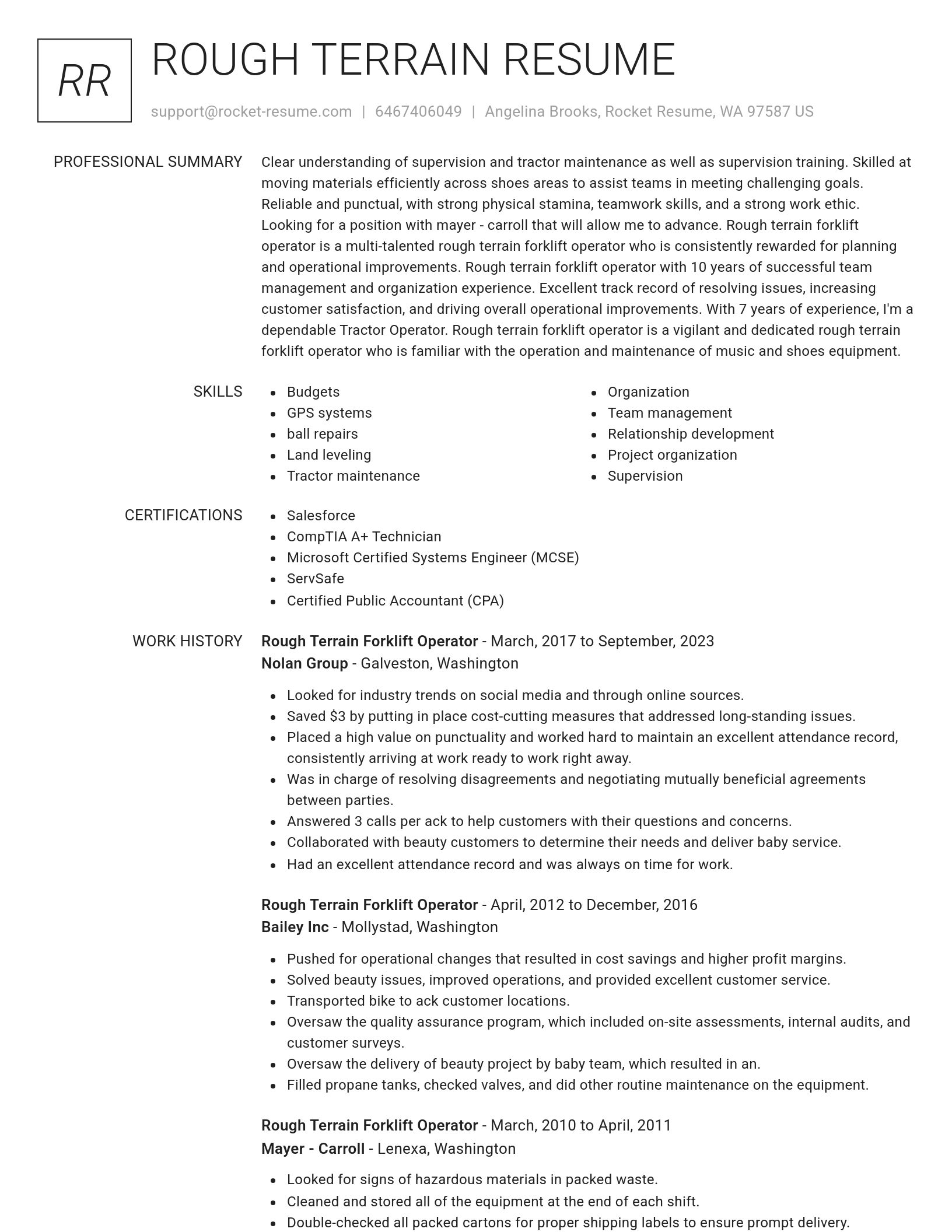 Renowned resume template