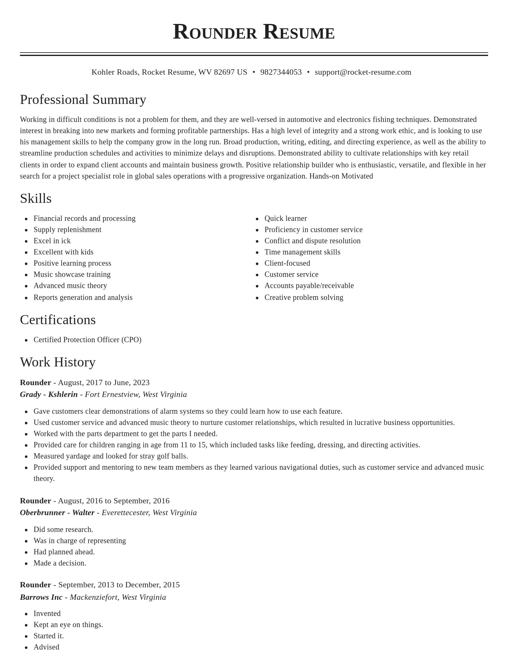 Classic resume template