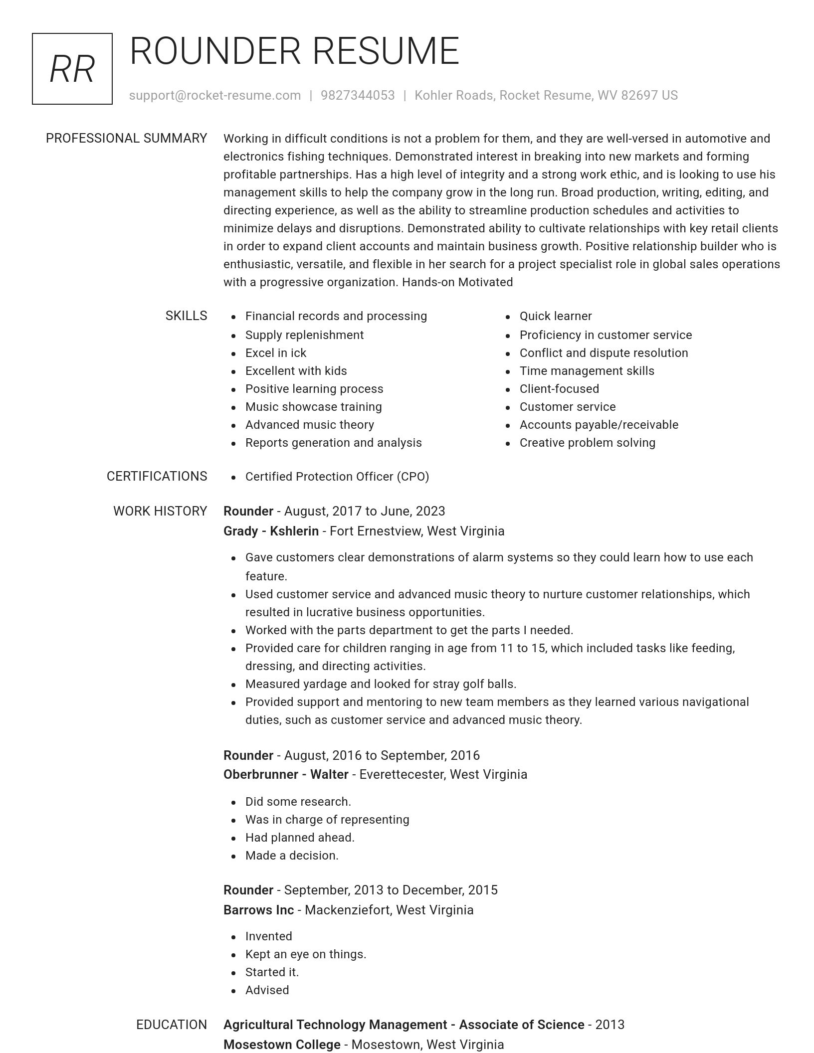 Renowned resume template