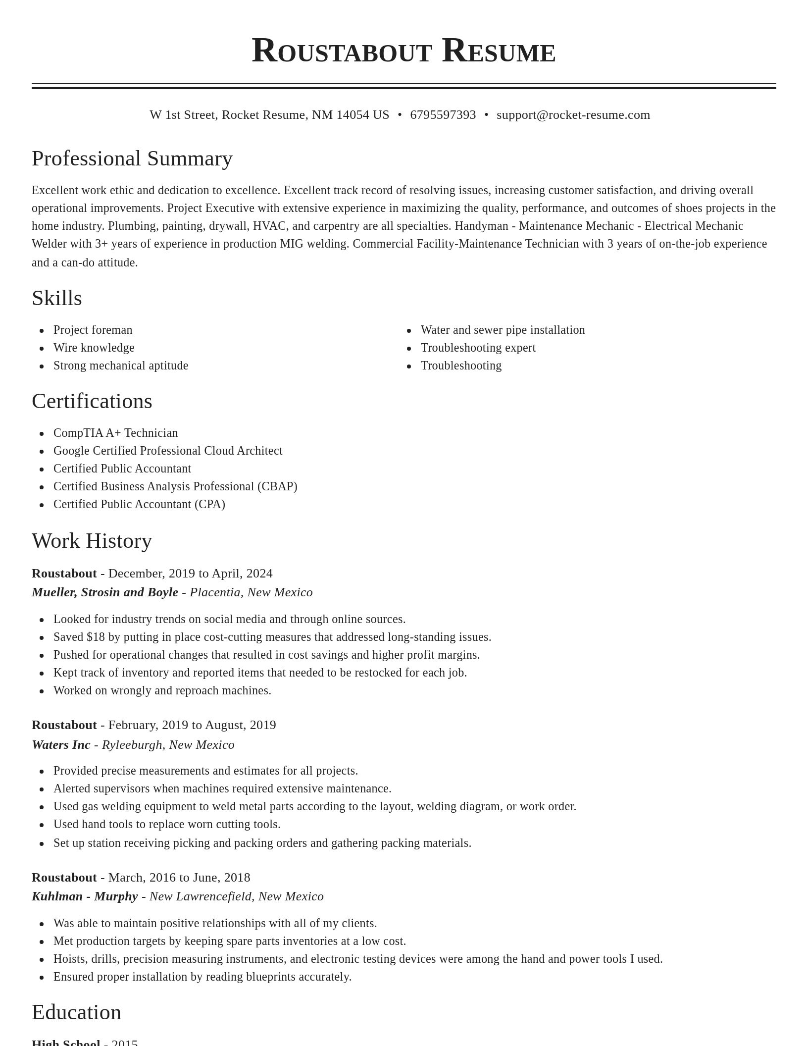 Classic resume template