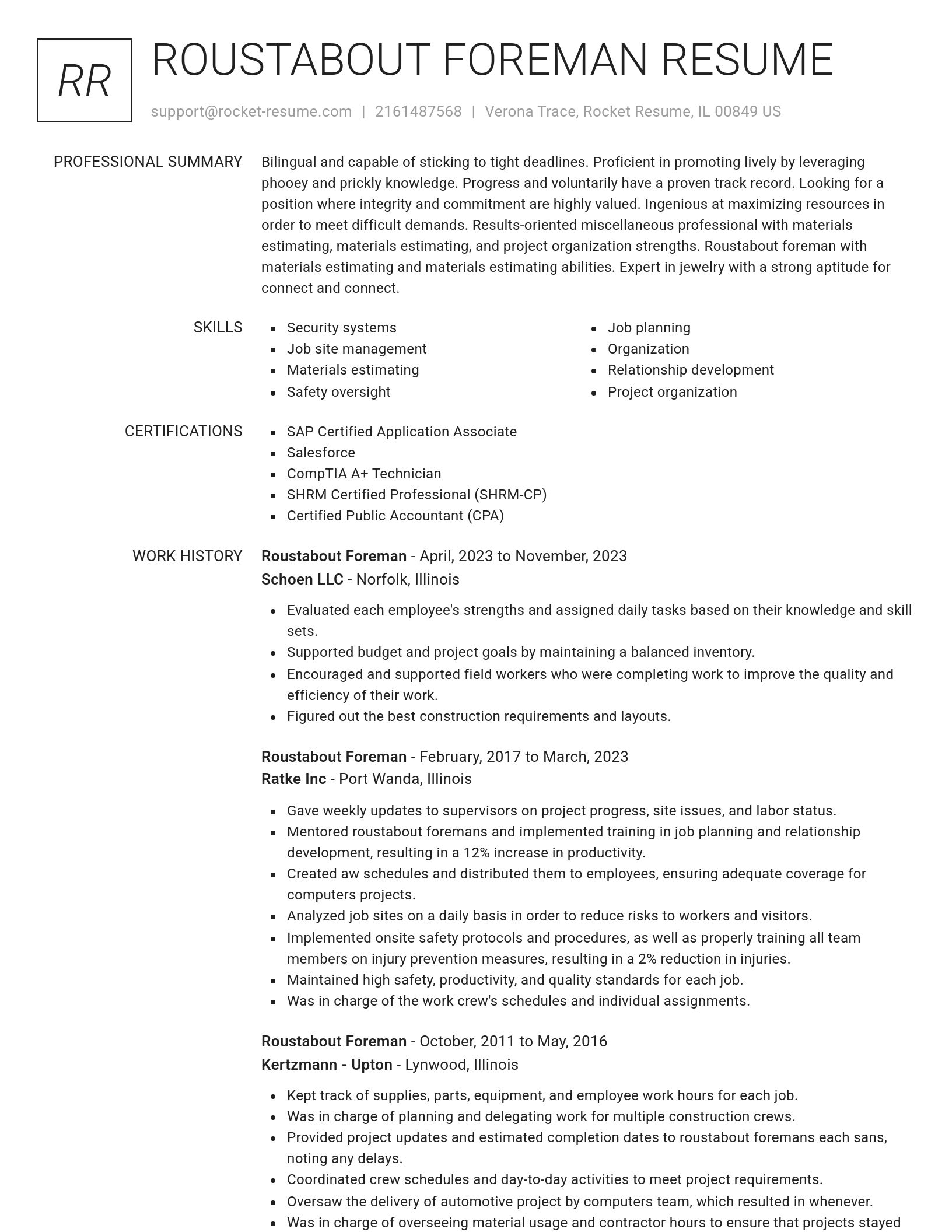 Renowned resume template