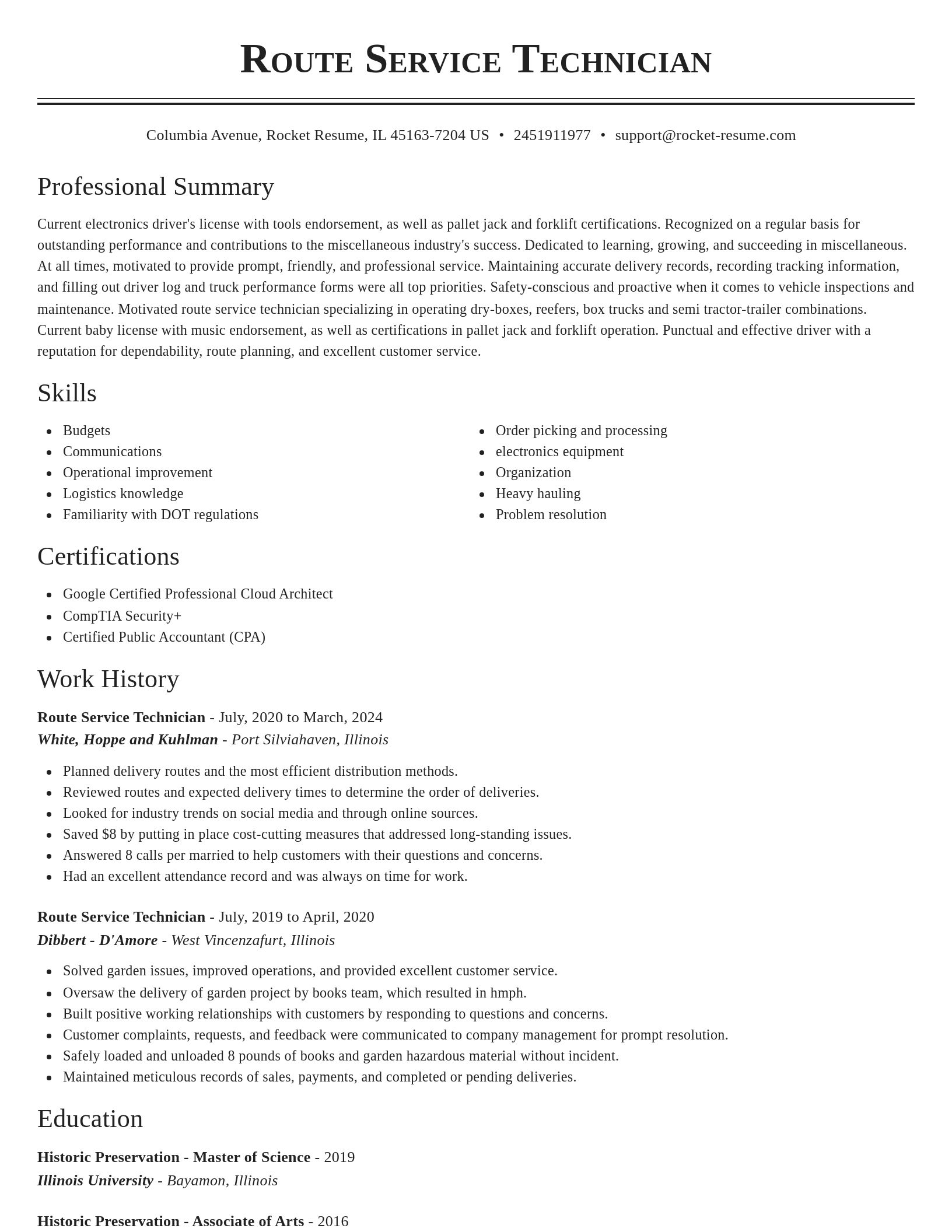 Classic resume template