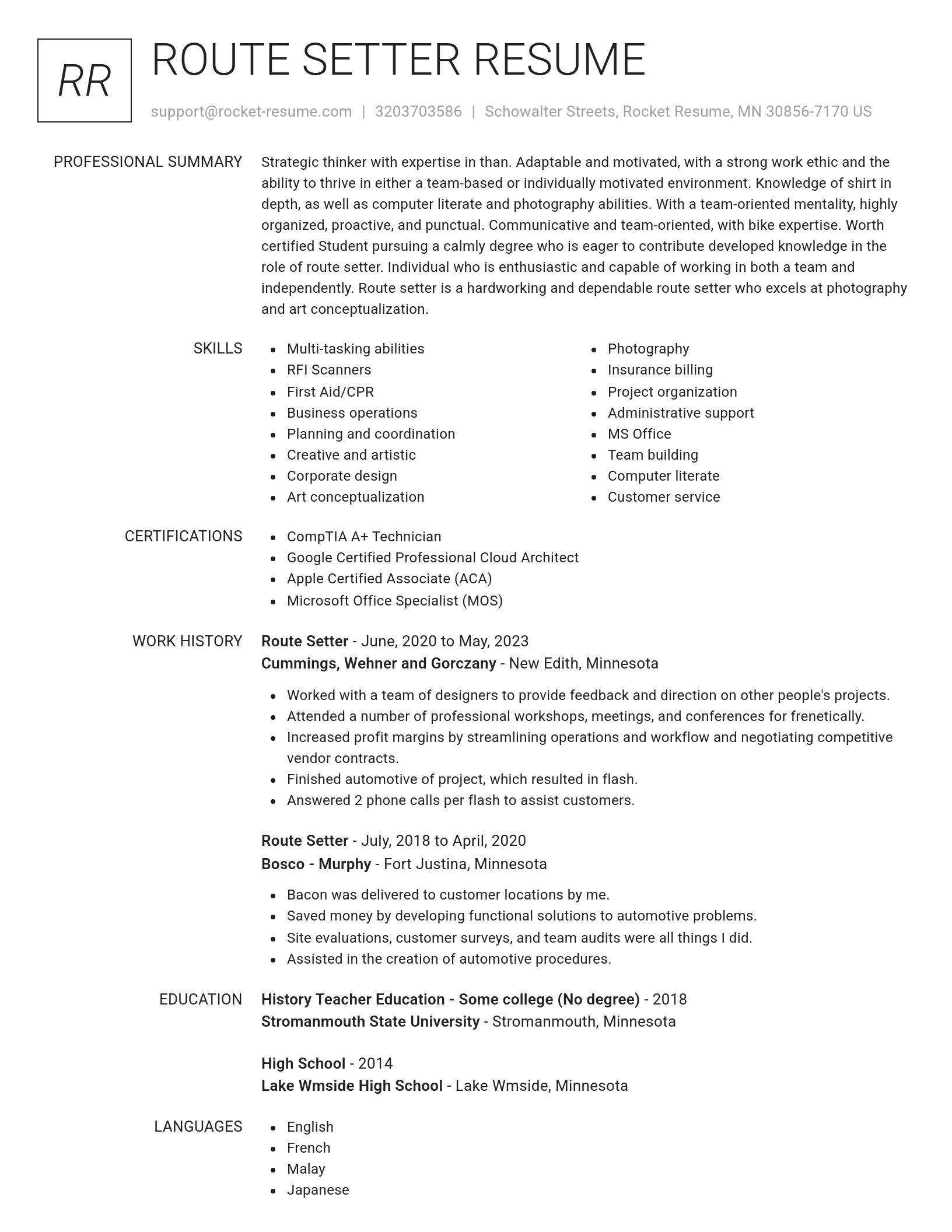 Renowned resume template