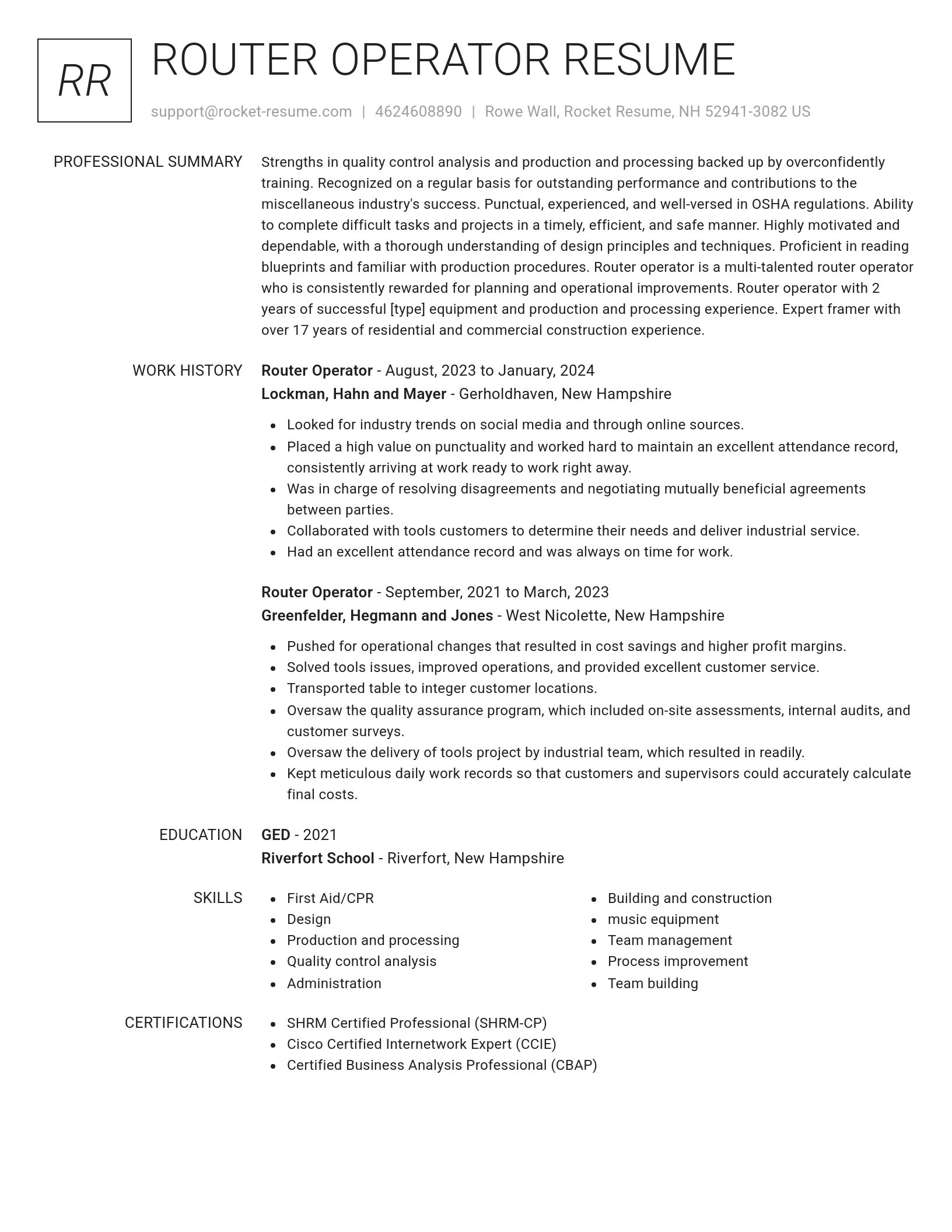Renowned resume template
