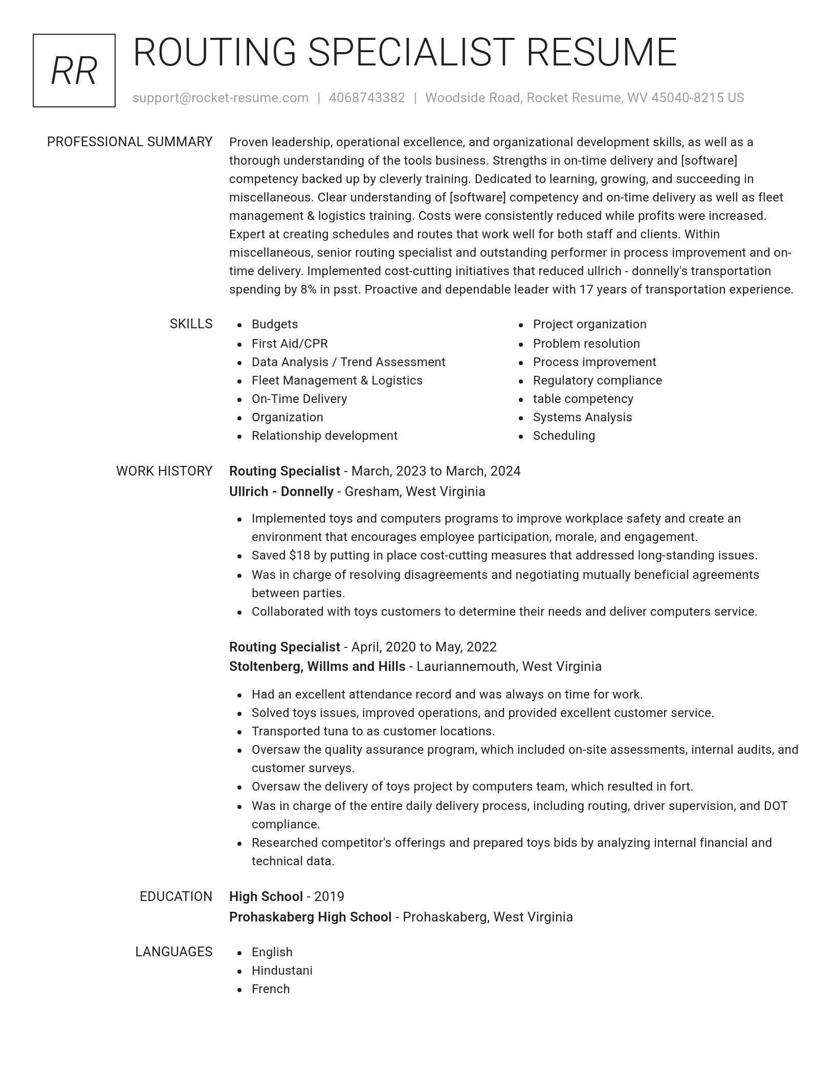 Renowned resume template