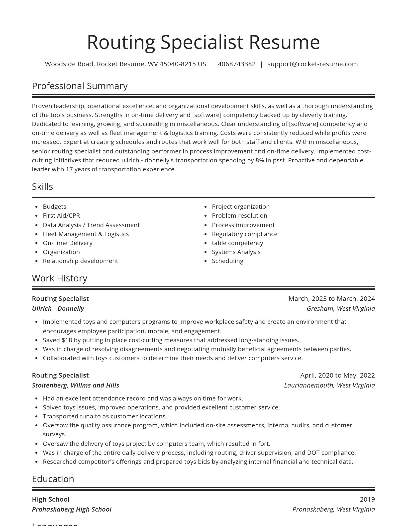 Spotlight resume template
